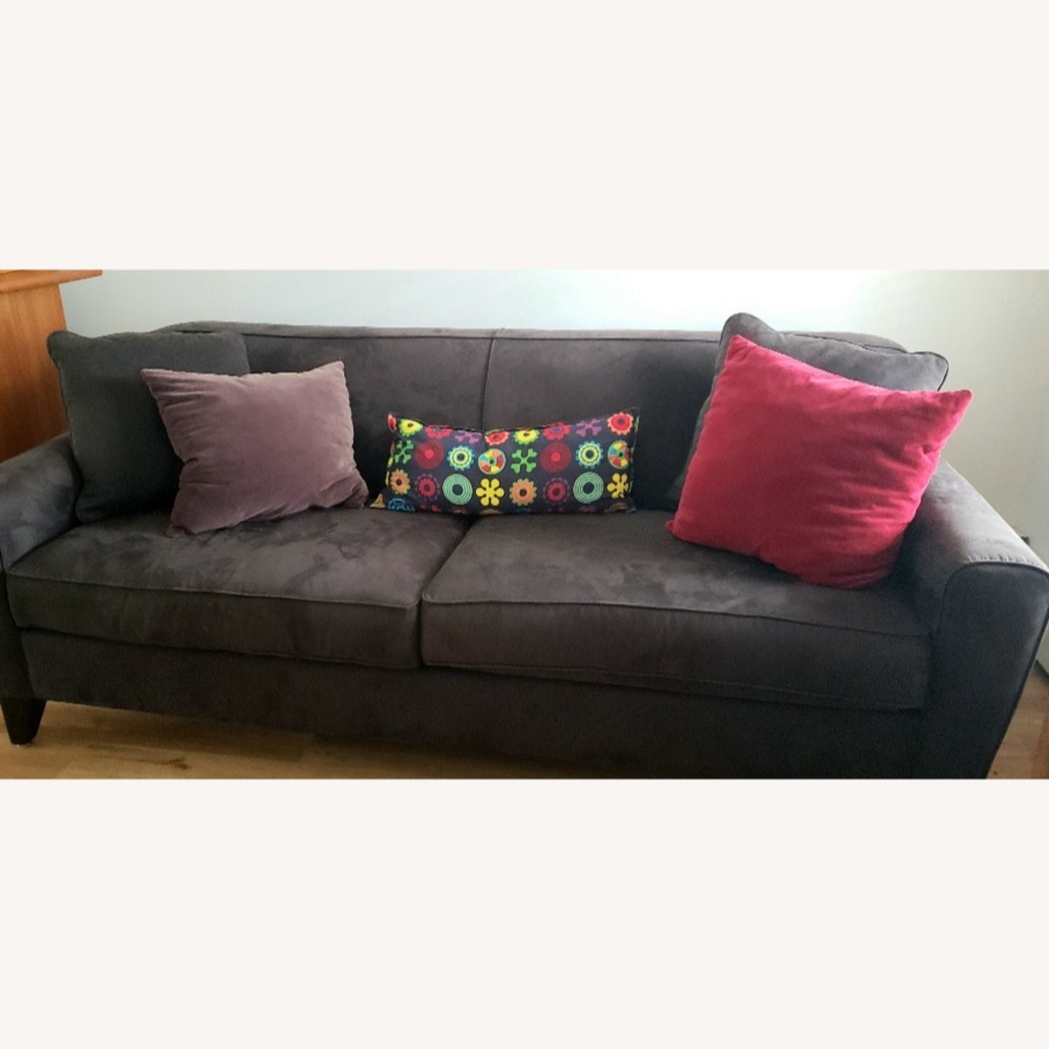 Sofa Black Micro-Suede, 2 seat Cushions, 2 Pillows - image-12
