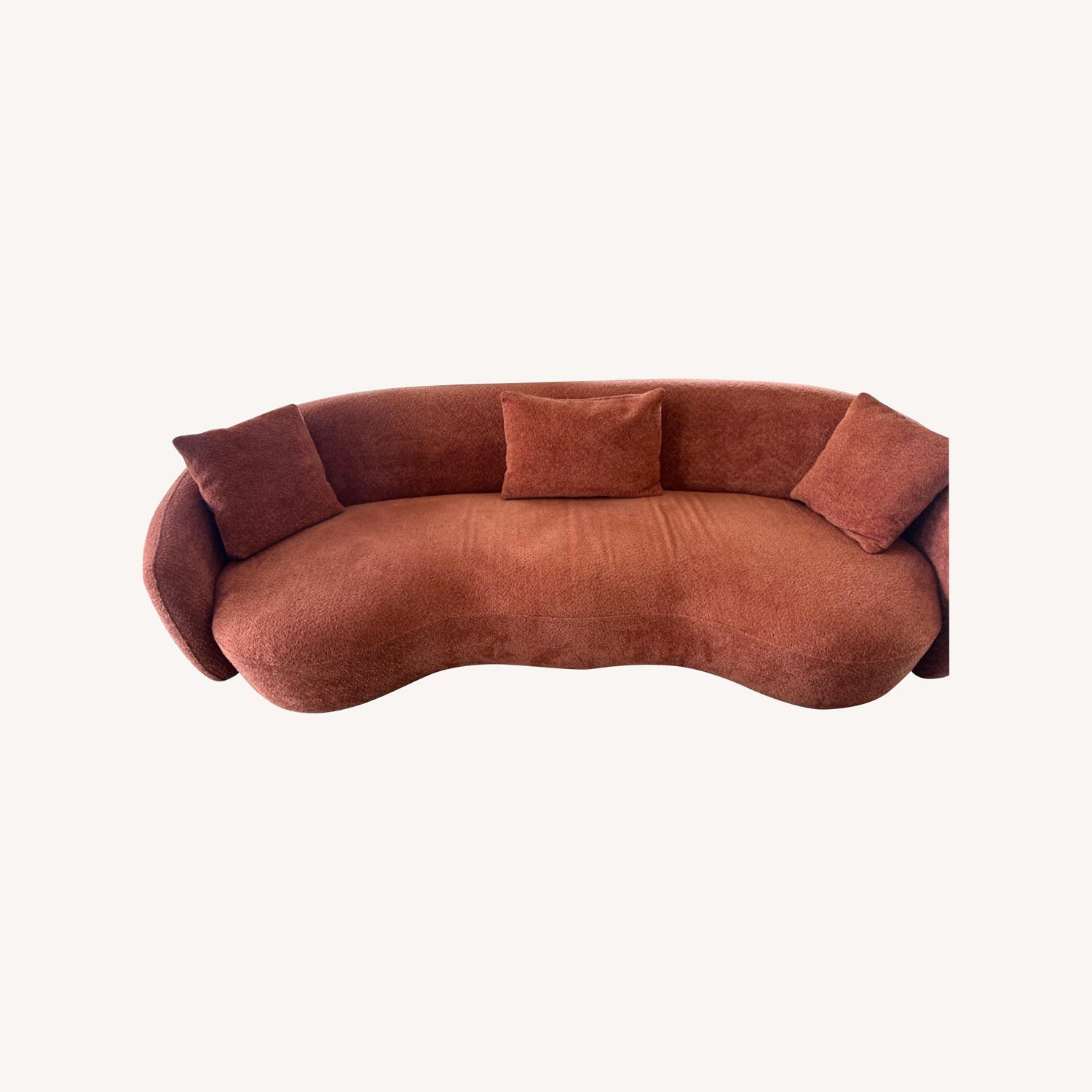Wayfair Burnt Orange Curved Couch - image-0