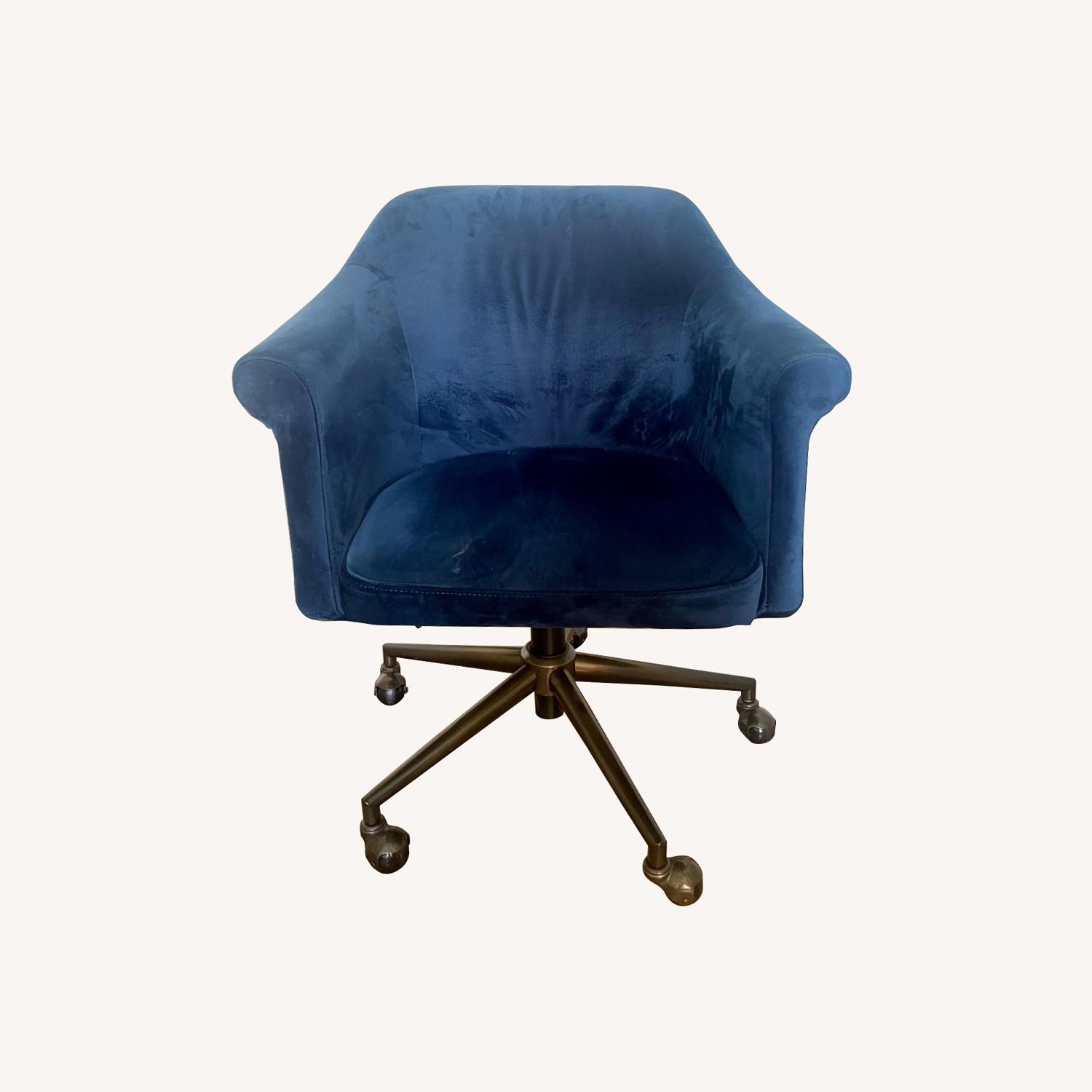 World Market Navy Blue Velvet Office Chair - image-0