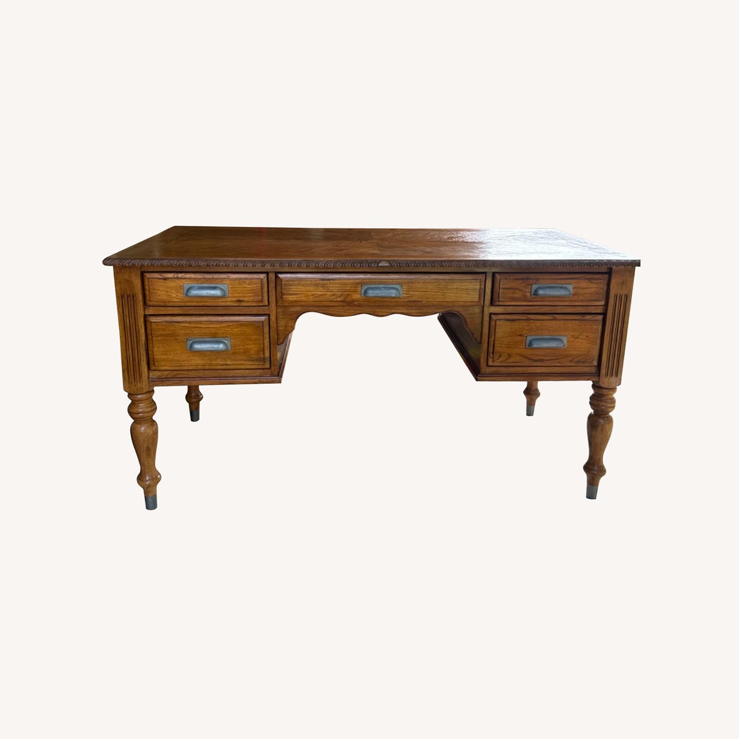 Solid Oak Large Desk - AptDeco