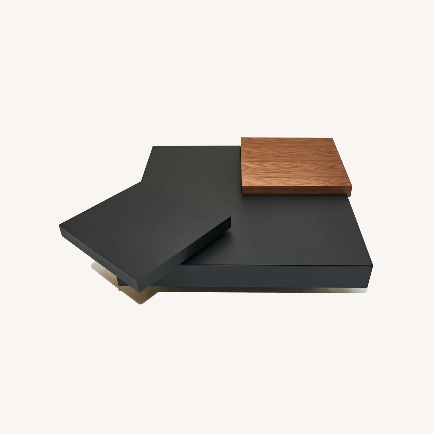 Modloft Modern Walnut and Black Coffee Table with Storage - AptDeco