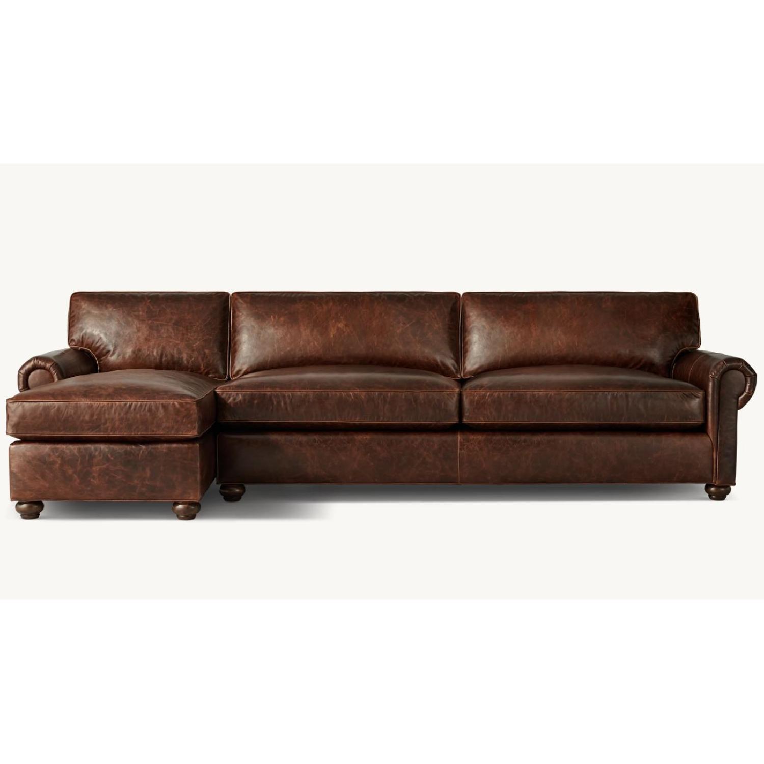 Restoration Hardware Lancaster Leather Couch - image-0