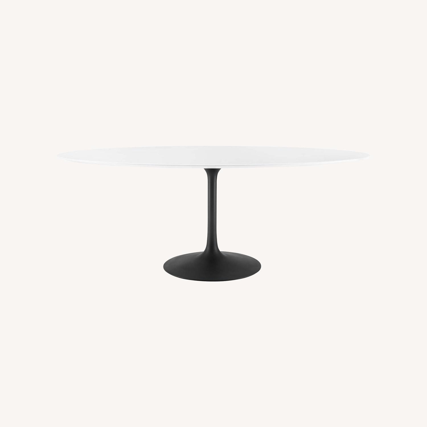 78" Tulip Style Dining Table In White & Black - image-8