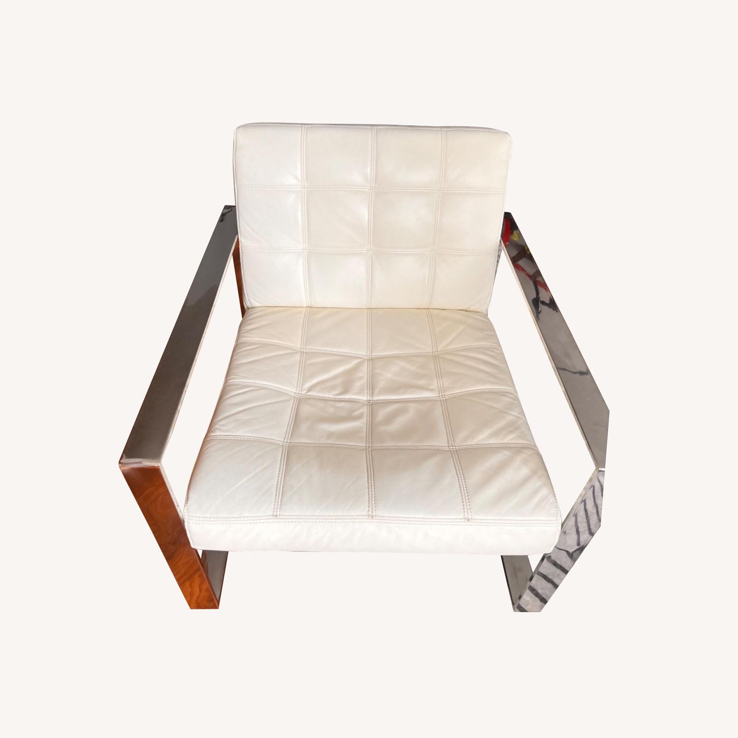 Modani Rivoli White Leather Accent Chair - image-3