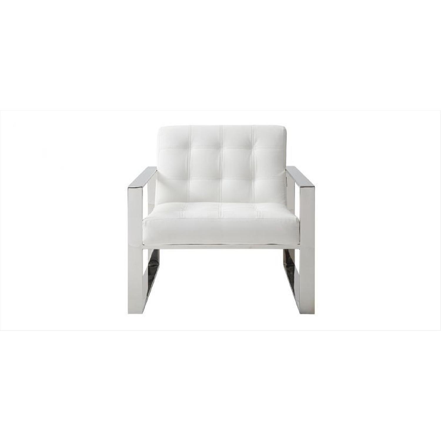 Modani Rivoli White Leather Accent Chair - image-4