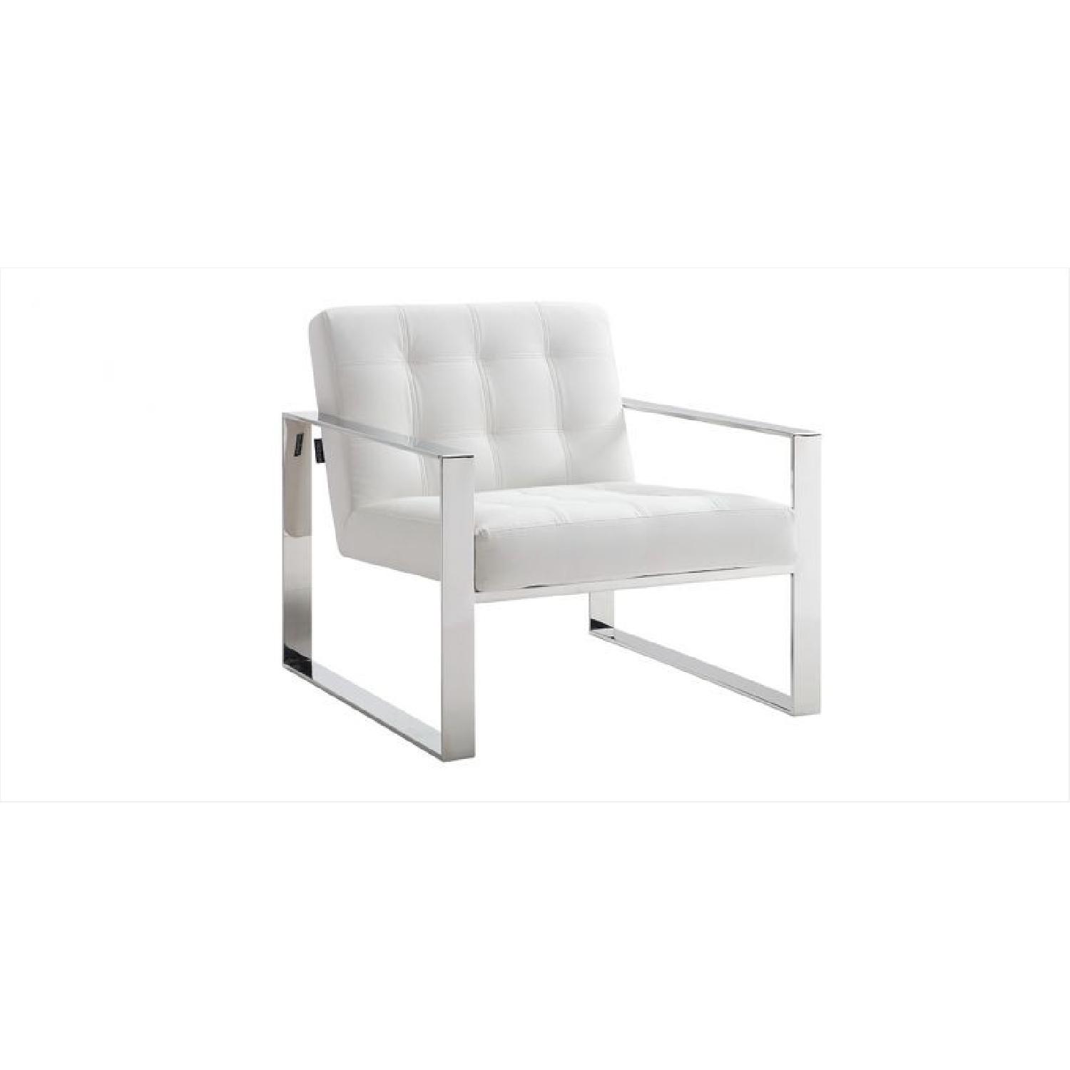 Modani Rivoli White Leather Accent Chair - image-5