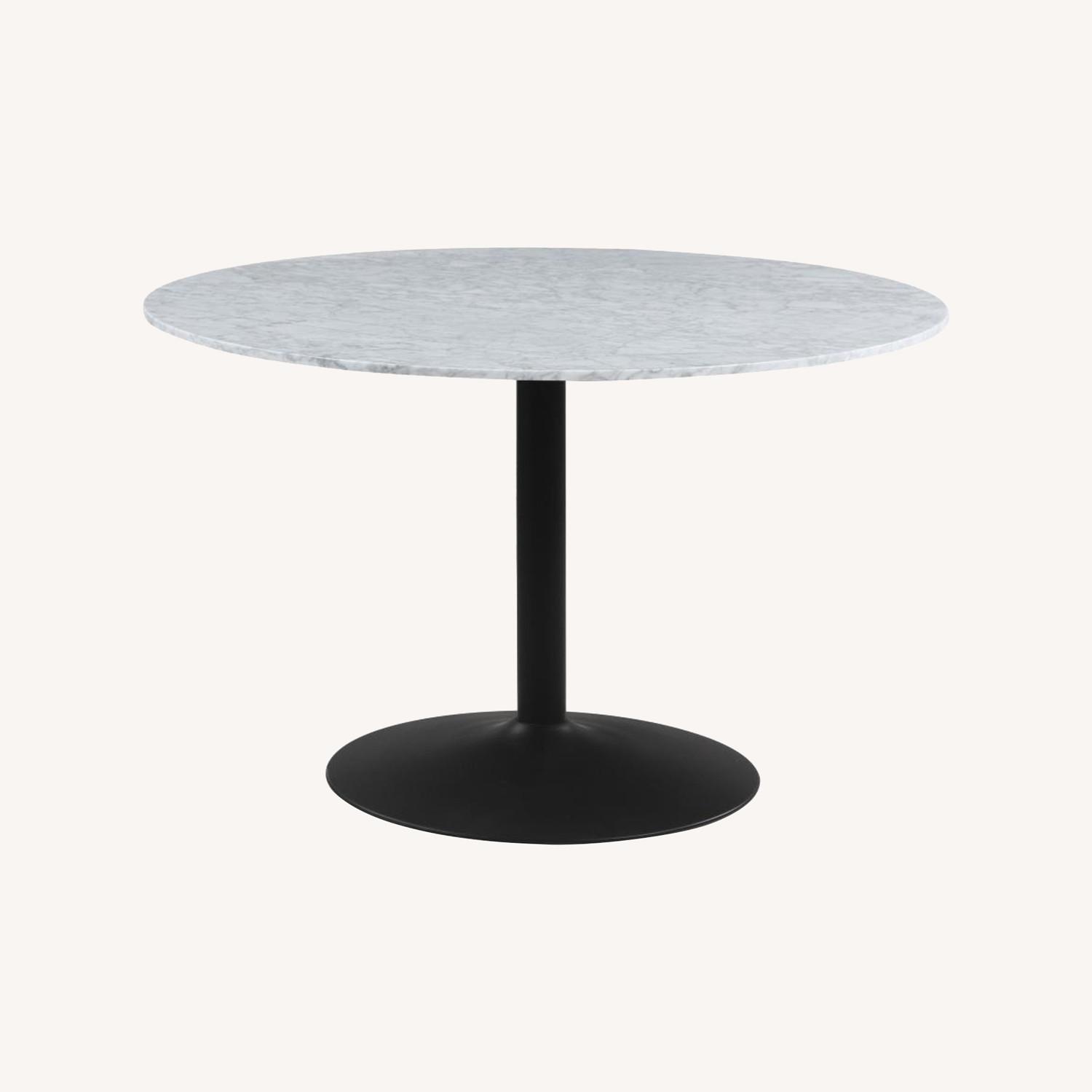 Dining Table In White Marble Top & Black Base - image-5