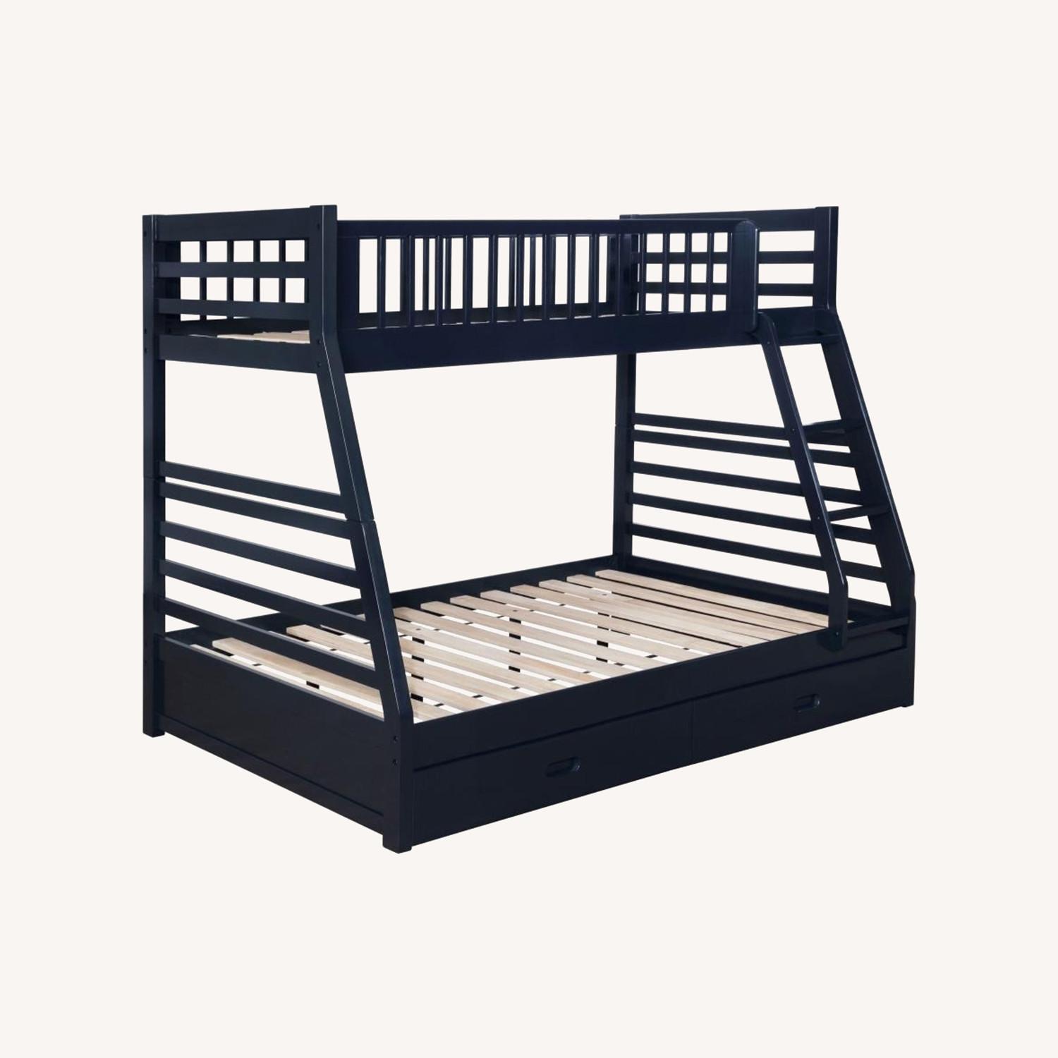 Twin Over Full Bunk Bed In Sleek Navy Blue Finish - image-7