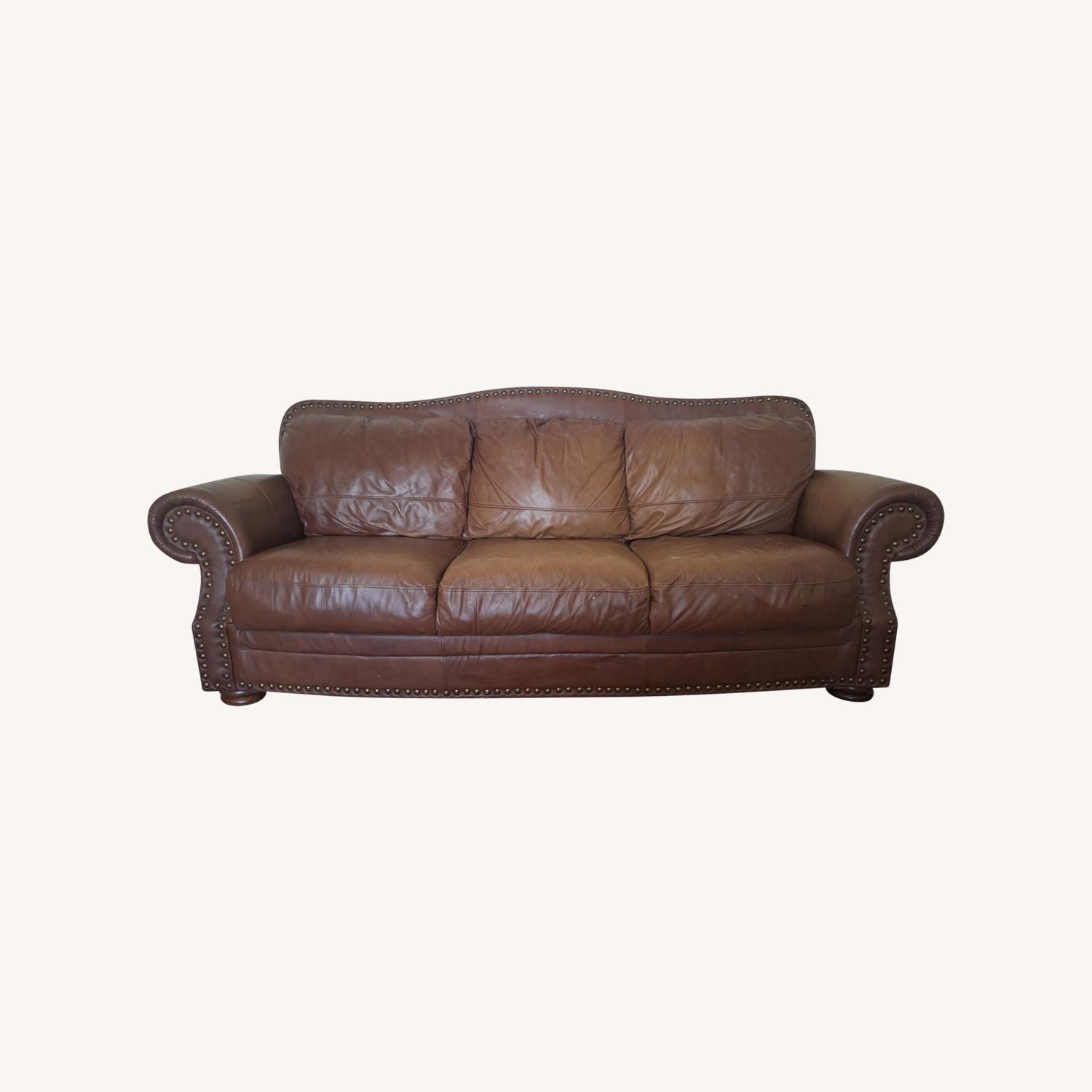 Brown Leather Couch - image-0
