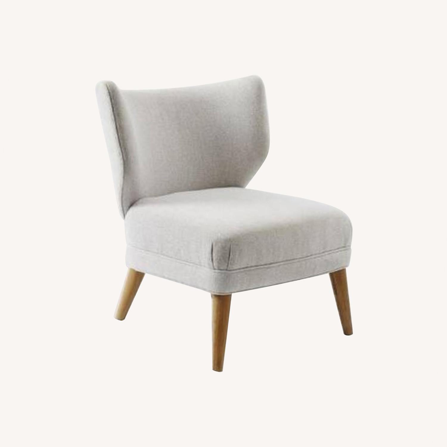 West Elm Retro Wing Chair, Chenille Tweed, Frost Grey - image-0