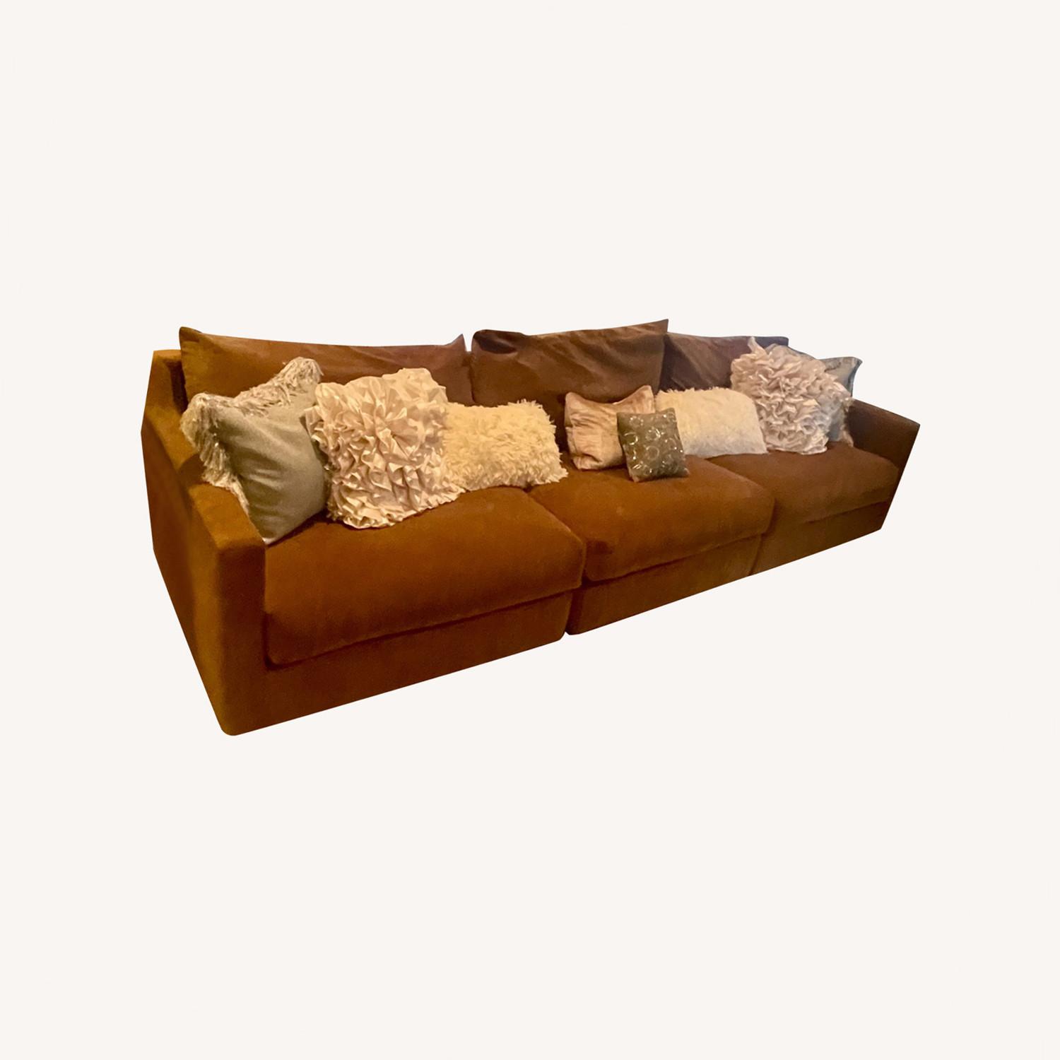 3-Pc Modular Microsuede Sofa w Oversized Ottoman - image-0