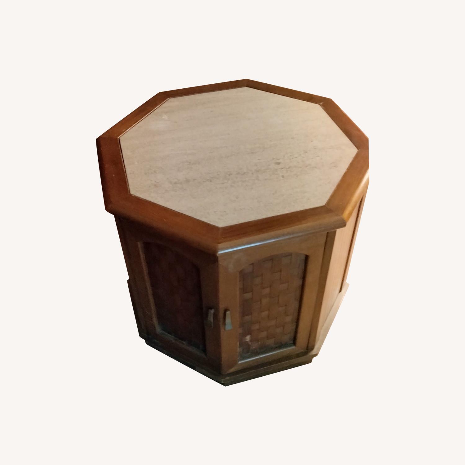 Octagonal Vintage Marble Side Table - image-0