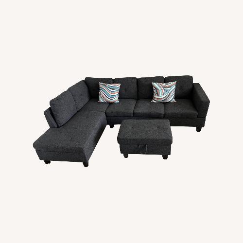 Used Wayfair Charcoal Grey Linen 3-Piece Sectional for sale on AptDeco