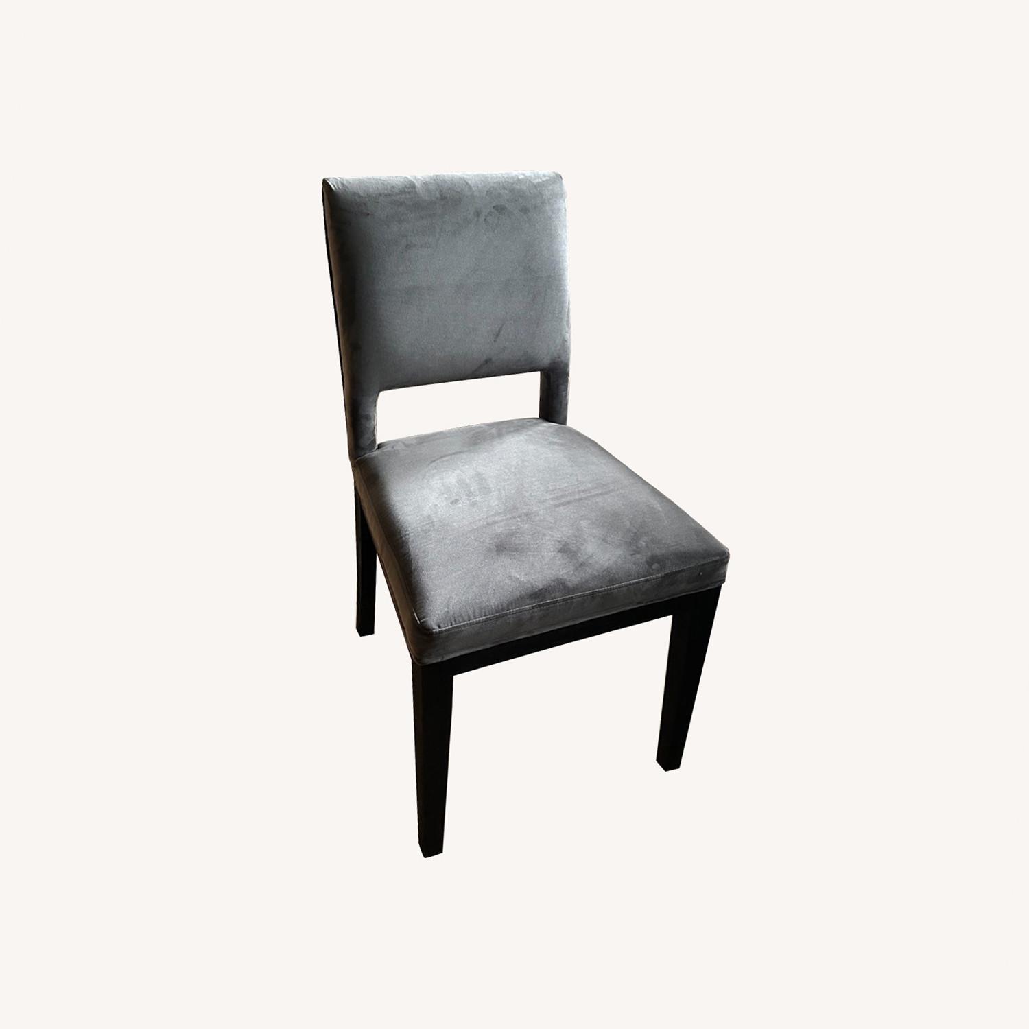 Kathy Kuo Home Grey Velvet Upholstered Dining Chairs - AptDeco