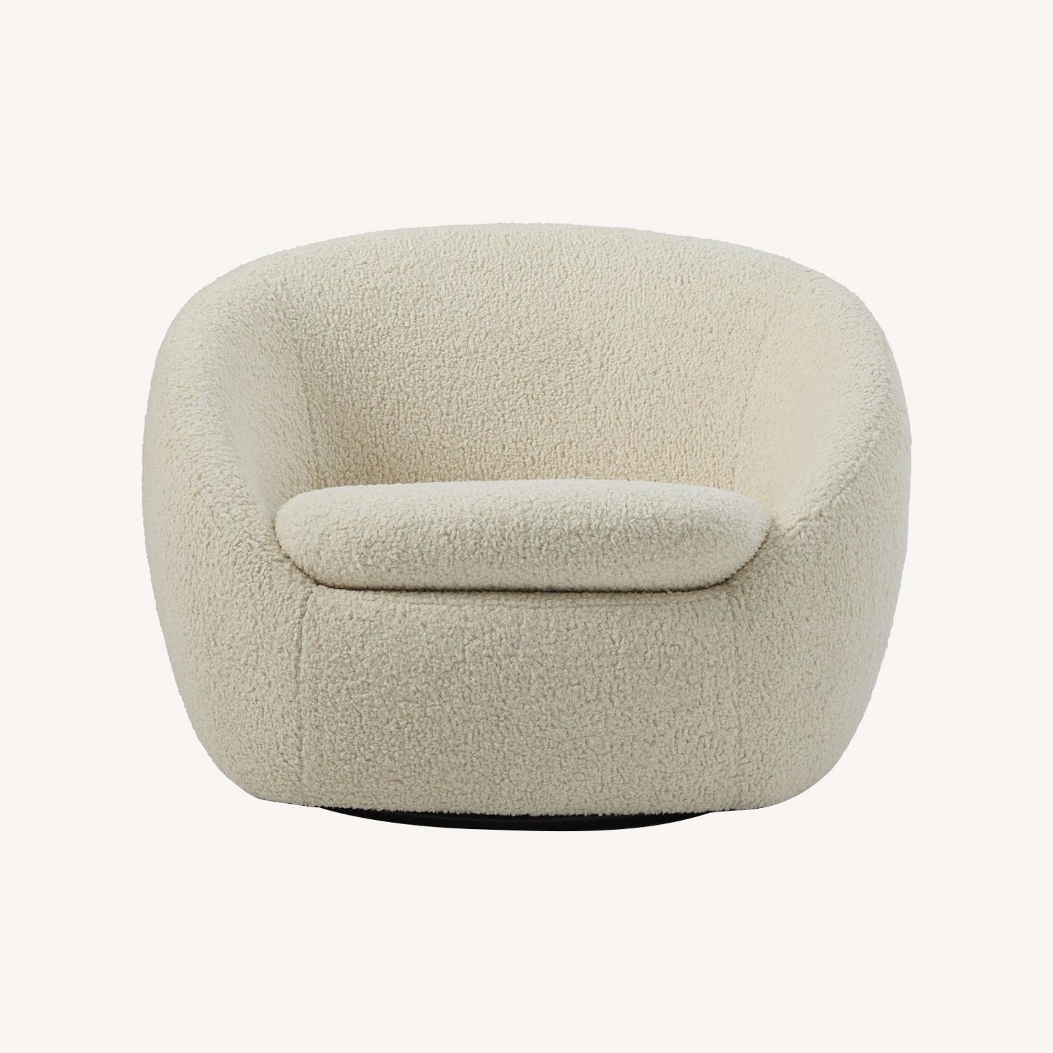 West Elm Cozy Swivel Chair, Ivory - image-0