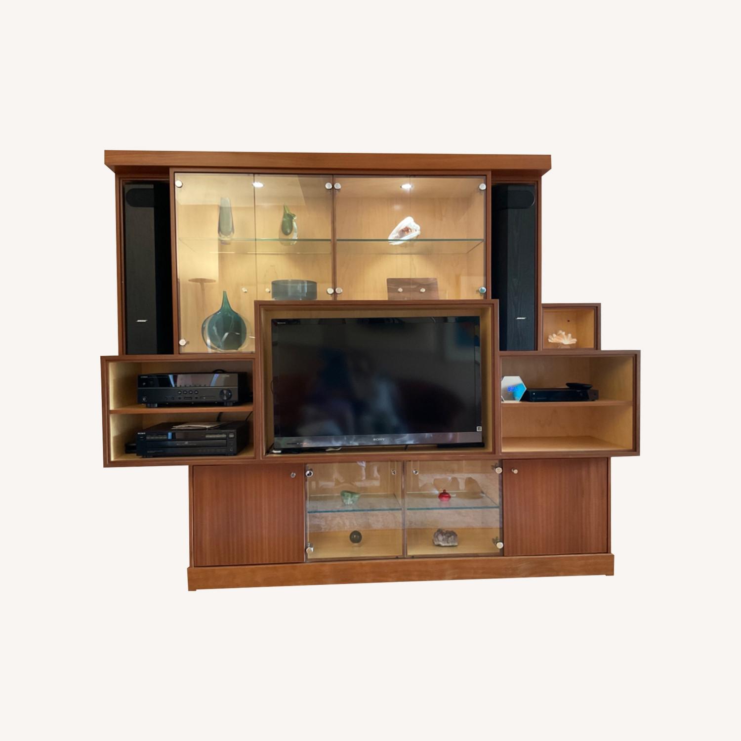 Unique Solid Wood & Glass Wall Unit - image-0