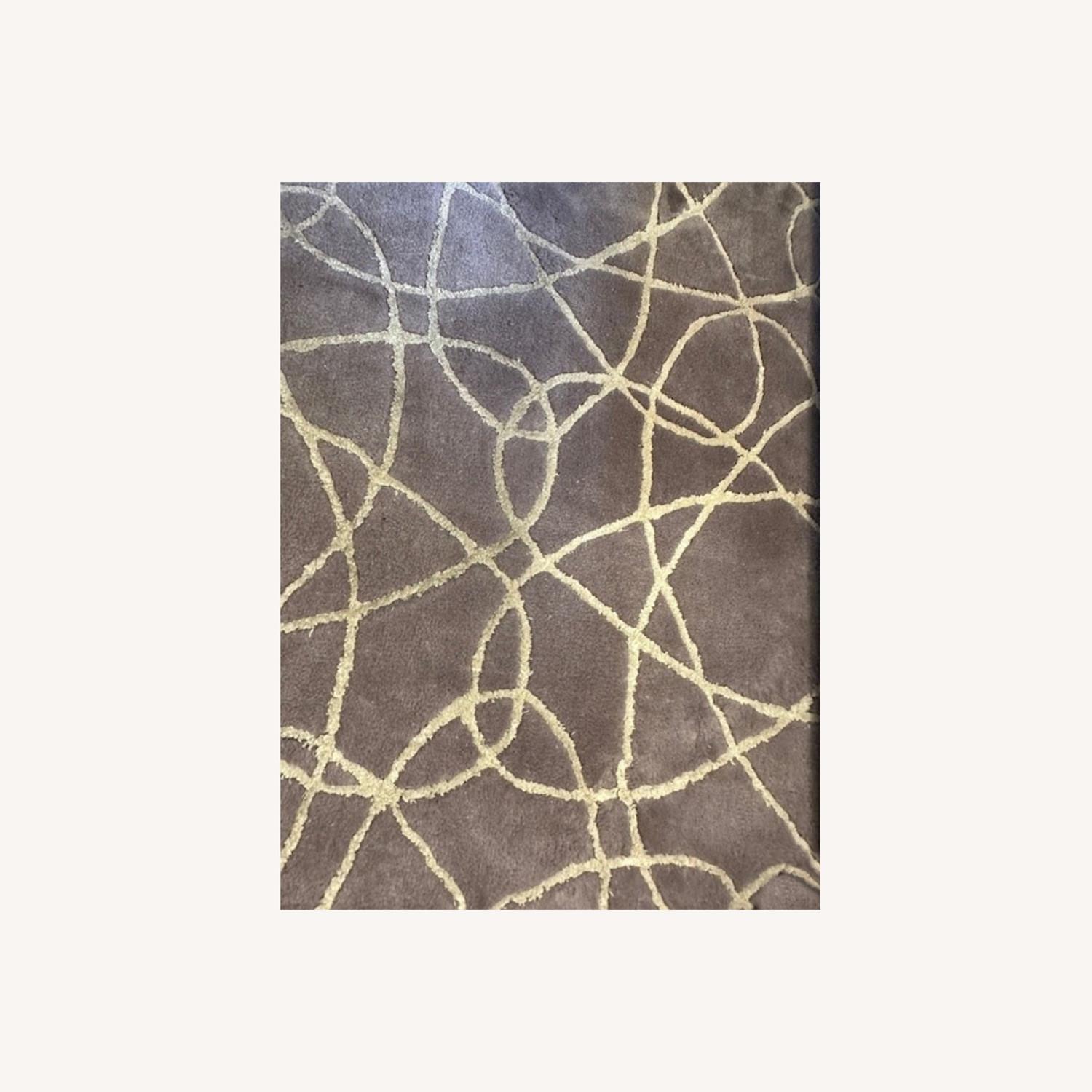 Chic Wool/Silk Grey & White Rug 8X10 - image-5