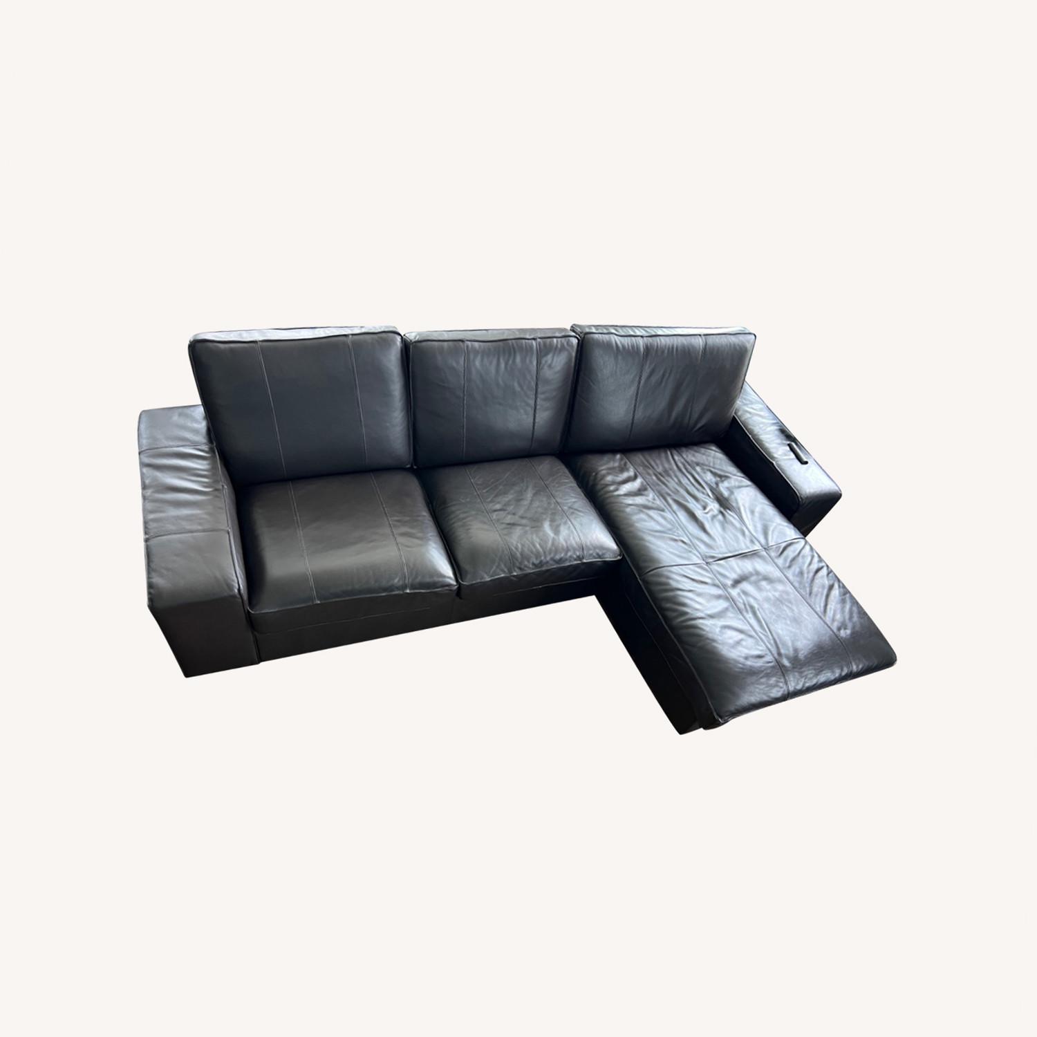 IKEA Kivik Faux Leather Dark Brown Sofa - Main Image