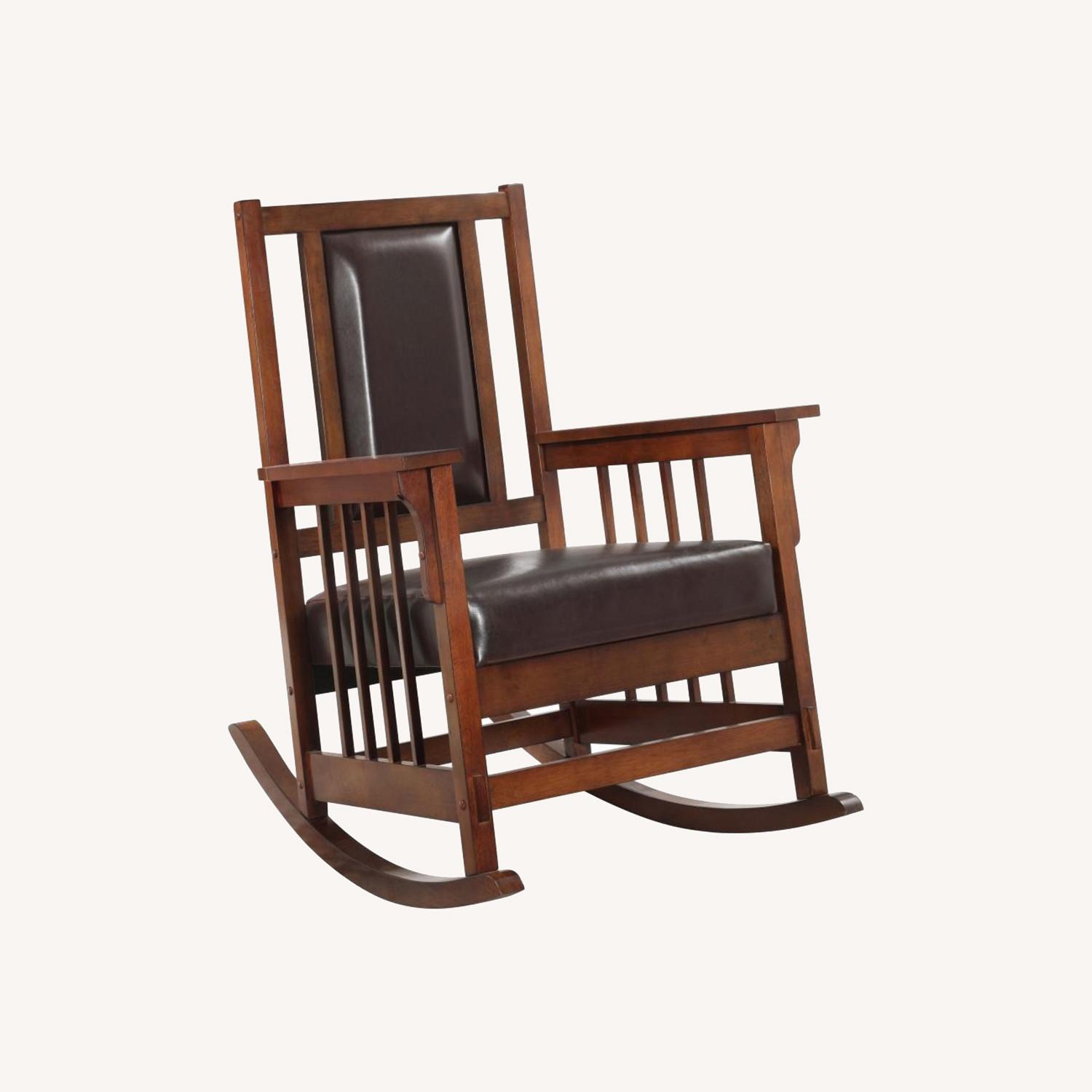 Rocking E Rocking Chair In Dark Brown & Tobacco Finish - AptDeco