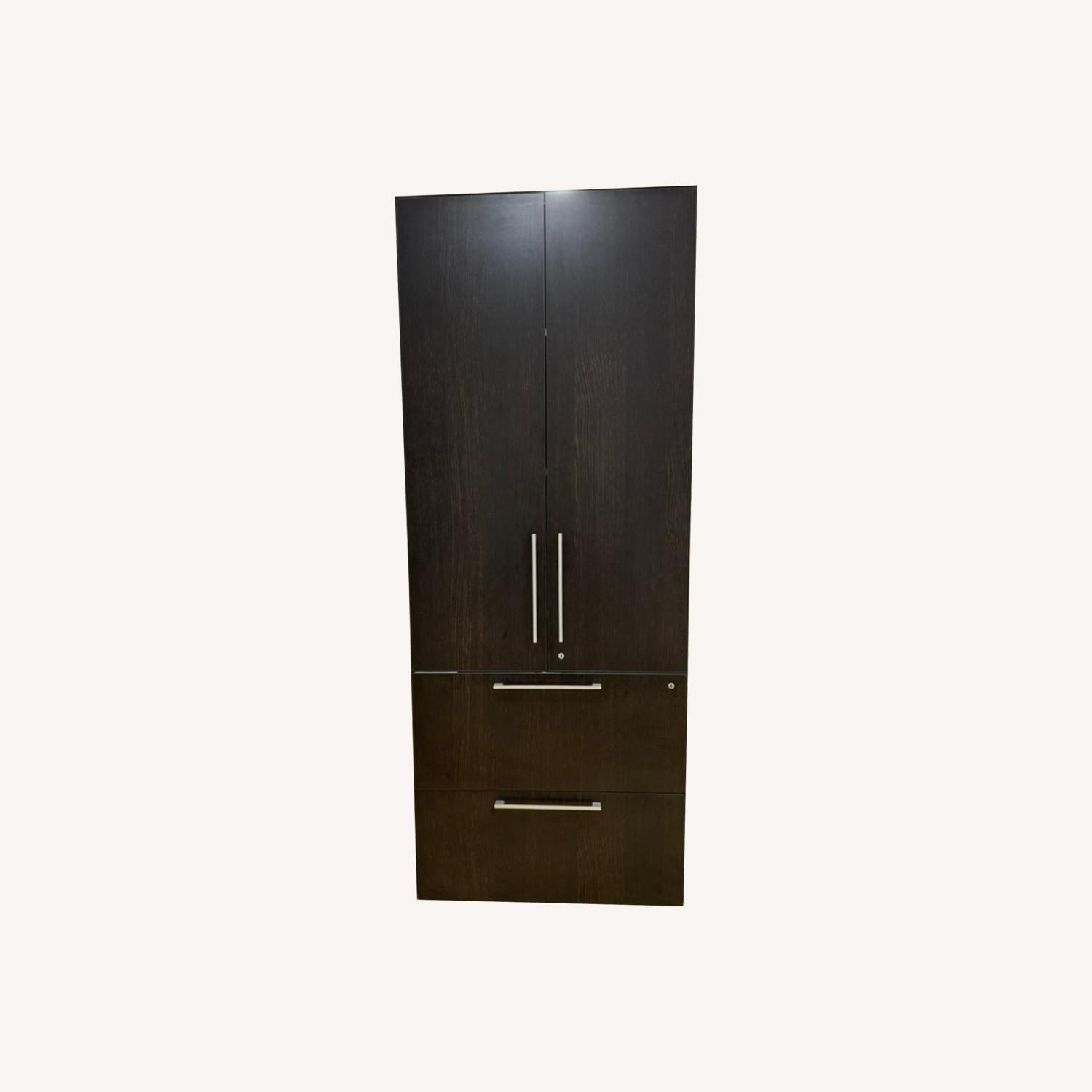 Metal and Wood-Look Storage Cabinet - image-0
