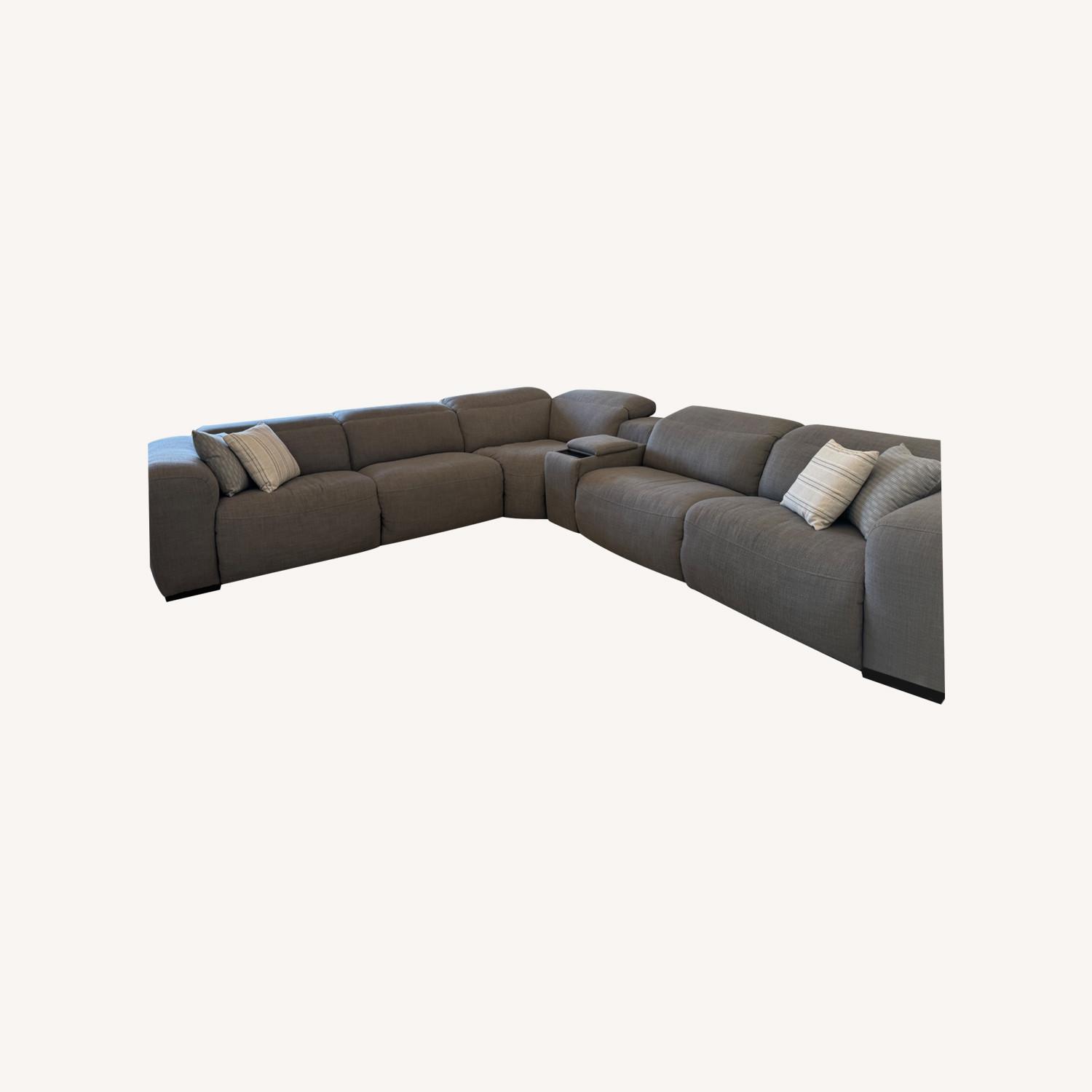 Living Spaces Grey Reclining Sectional Sofa - image-0