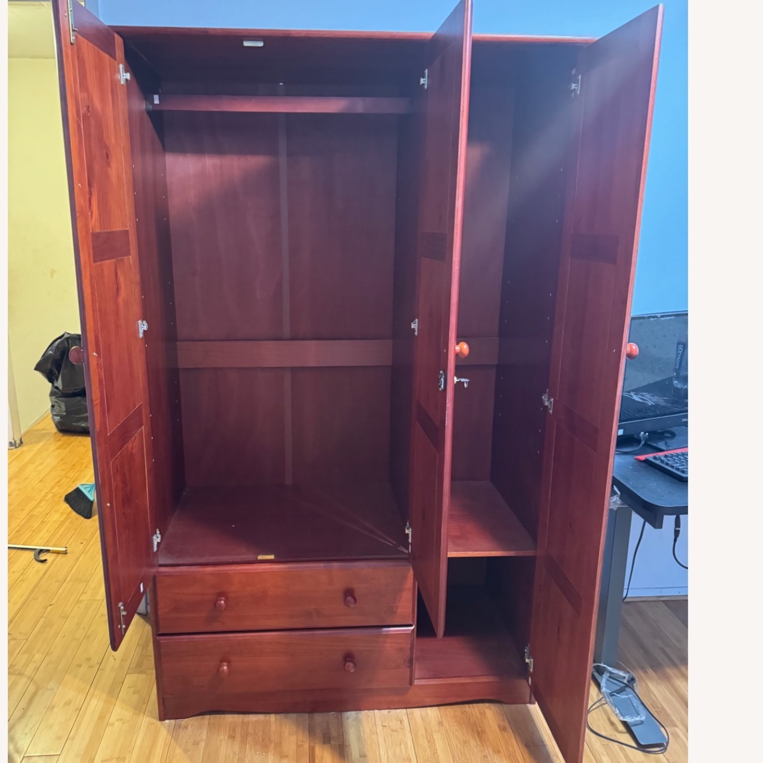 Ashley Furniture Dark Brown Wood Armoire - image-3