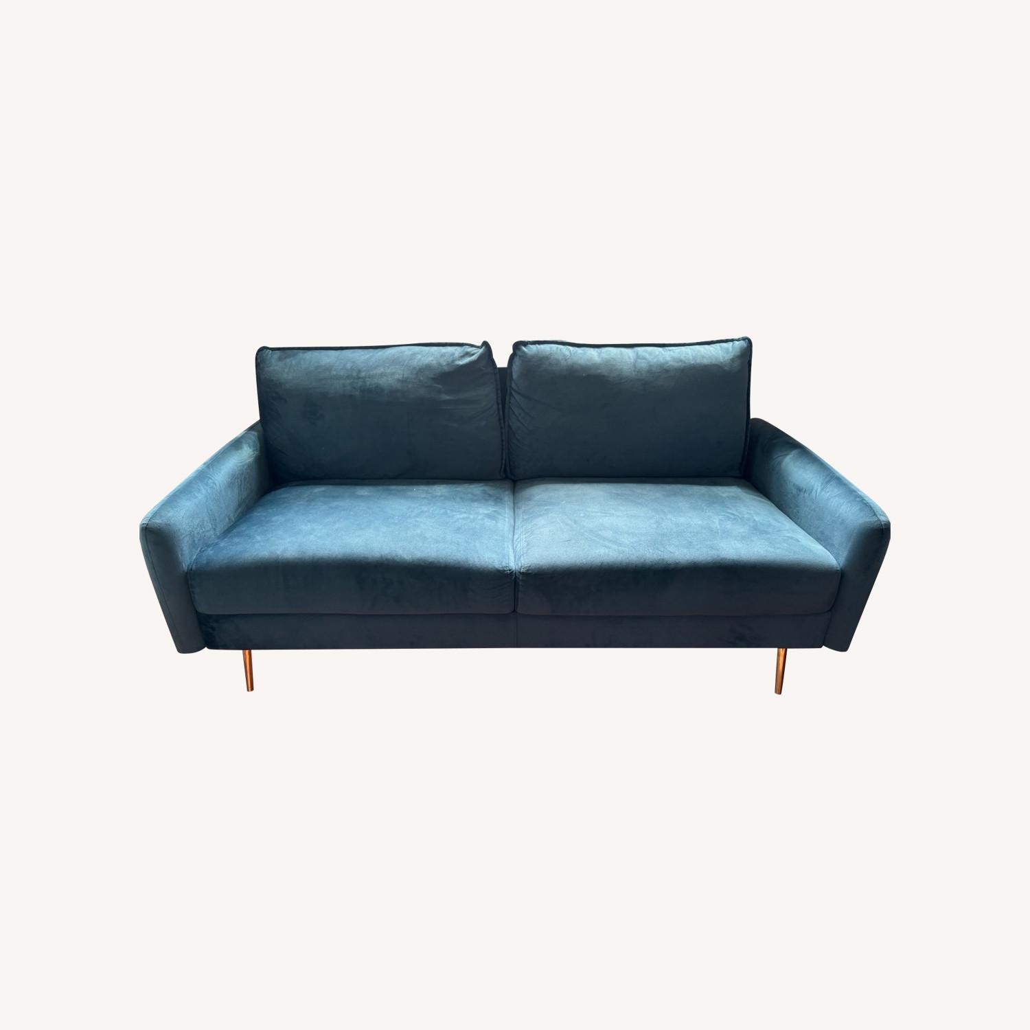 Wayfair Liano Velvet Sofa - Prussian Blue - image-0