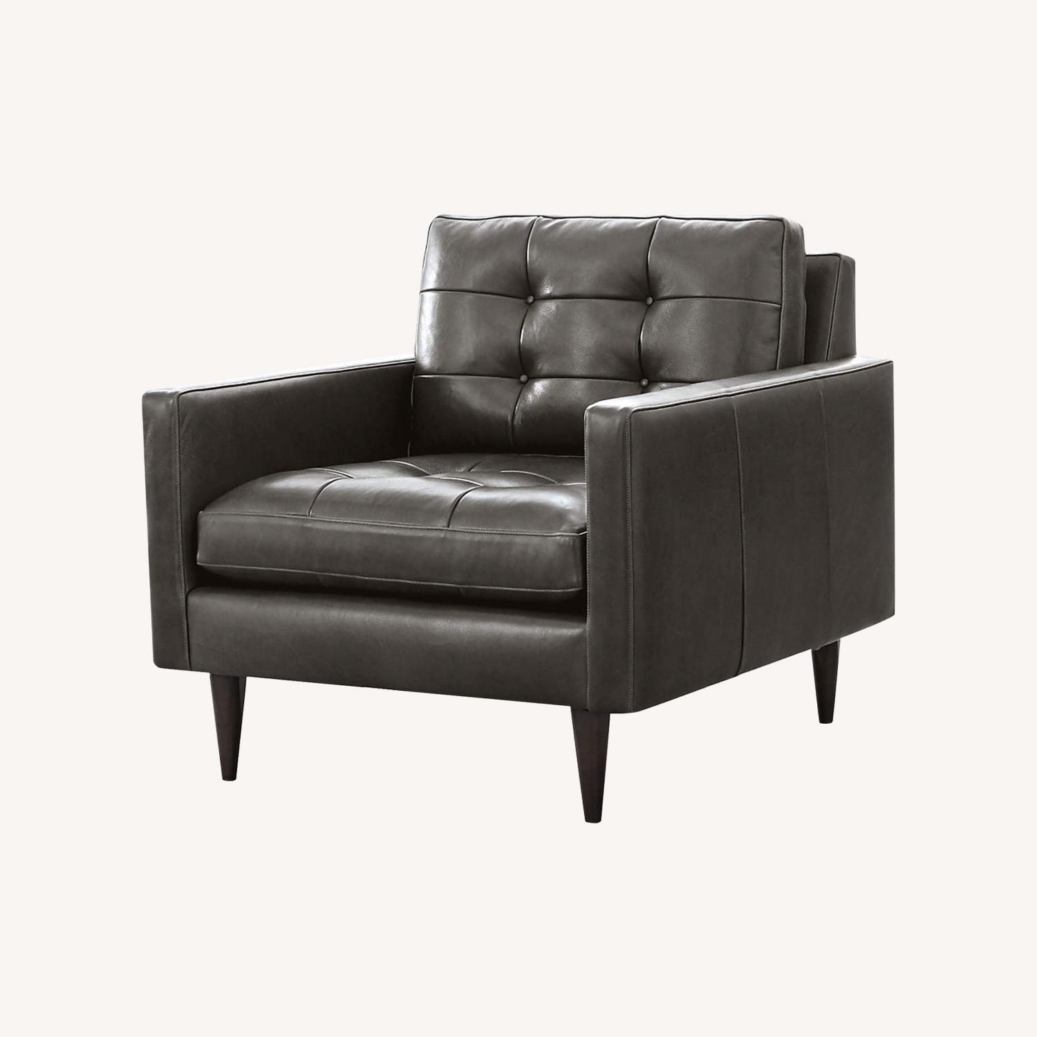 Crate & Barrel Black Leather Accent Chair - image-0