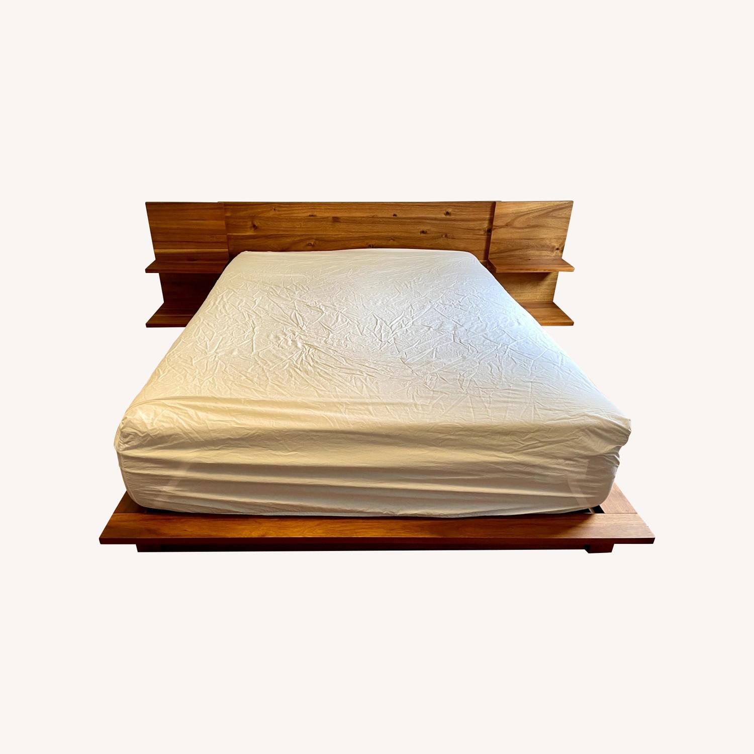 CB2 Acacia Platform Queen Bed with Nightstands - image-0