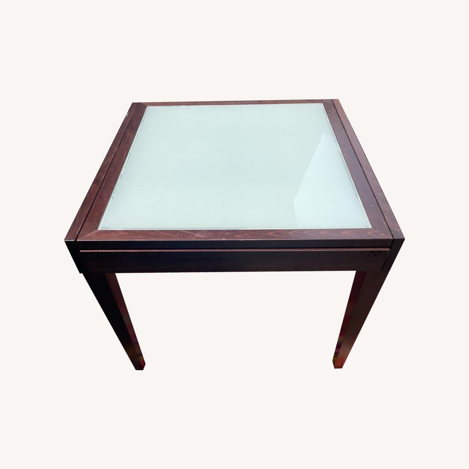 Extendable Dark Wood and Glass Dining Table - image-0