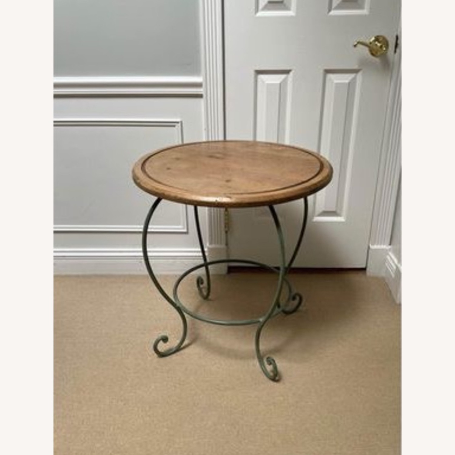 2 Side/Pedestal Tables with Wrought Iron Bases - image-0