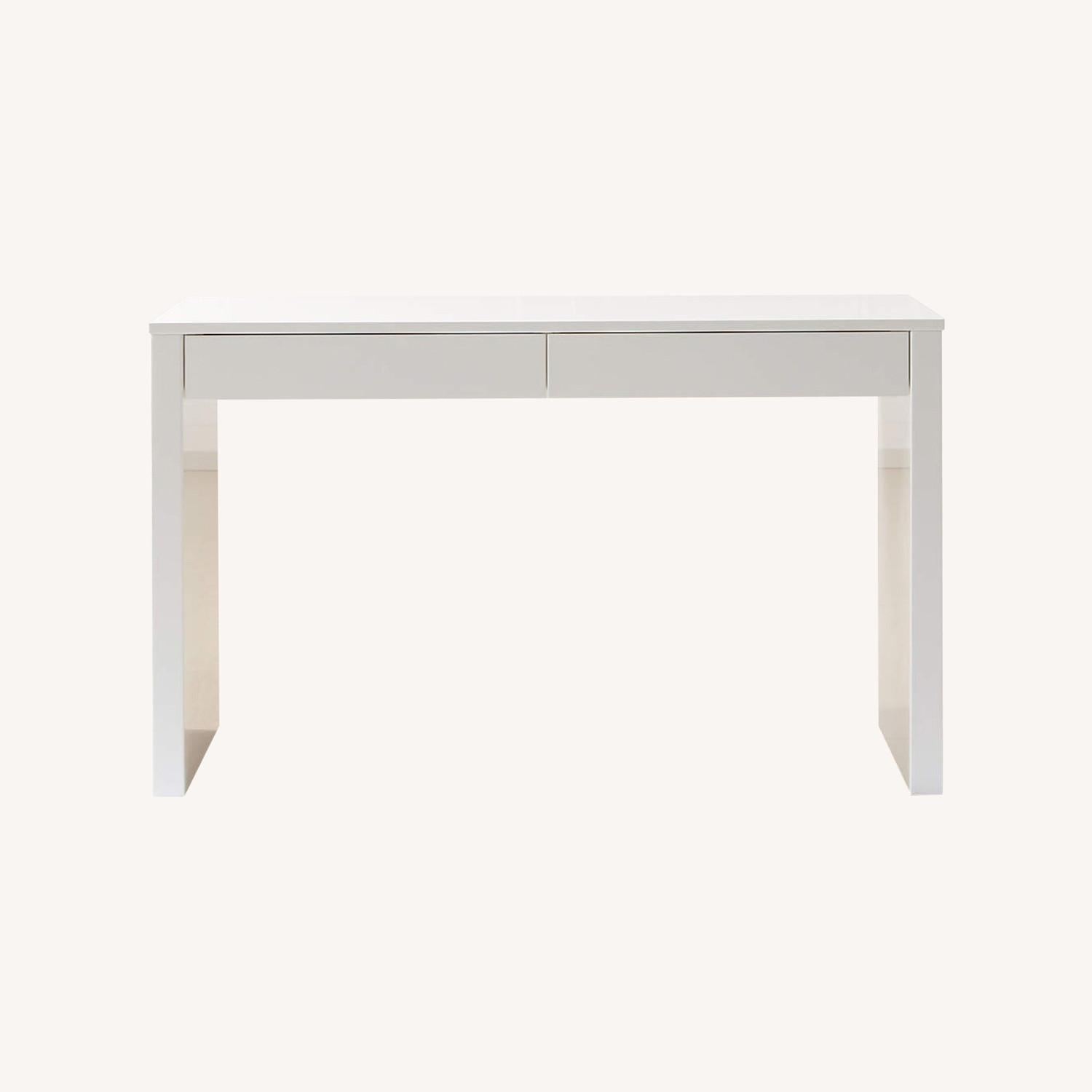 CB2 Runway 2-Drawer White Lacquered Wood Desk - image-0