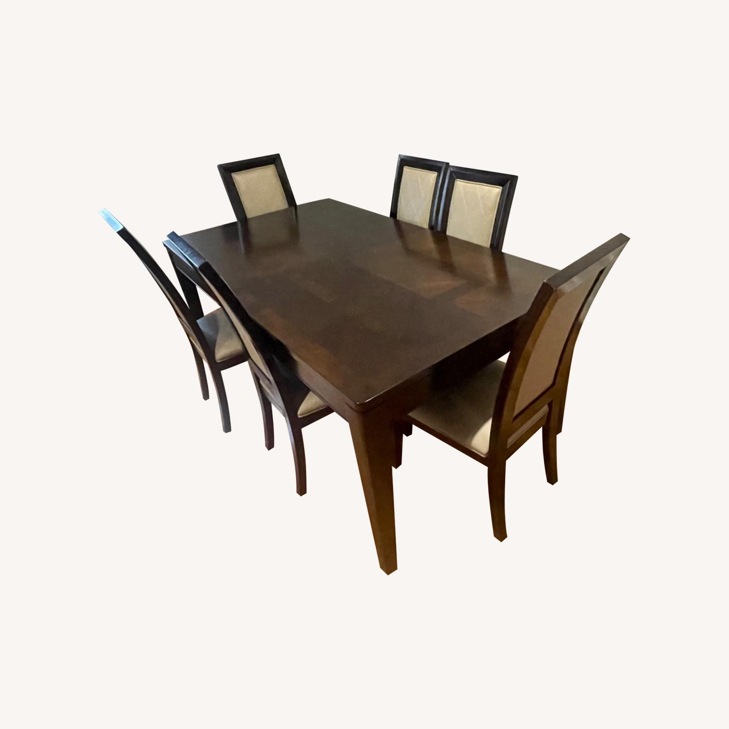 Dining Room Dark Wood Table and Chairs Set - image-0