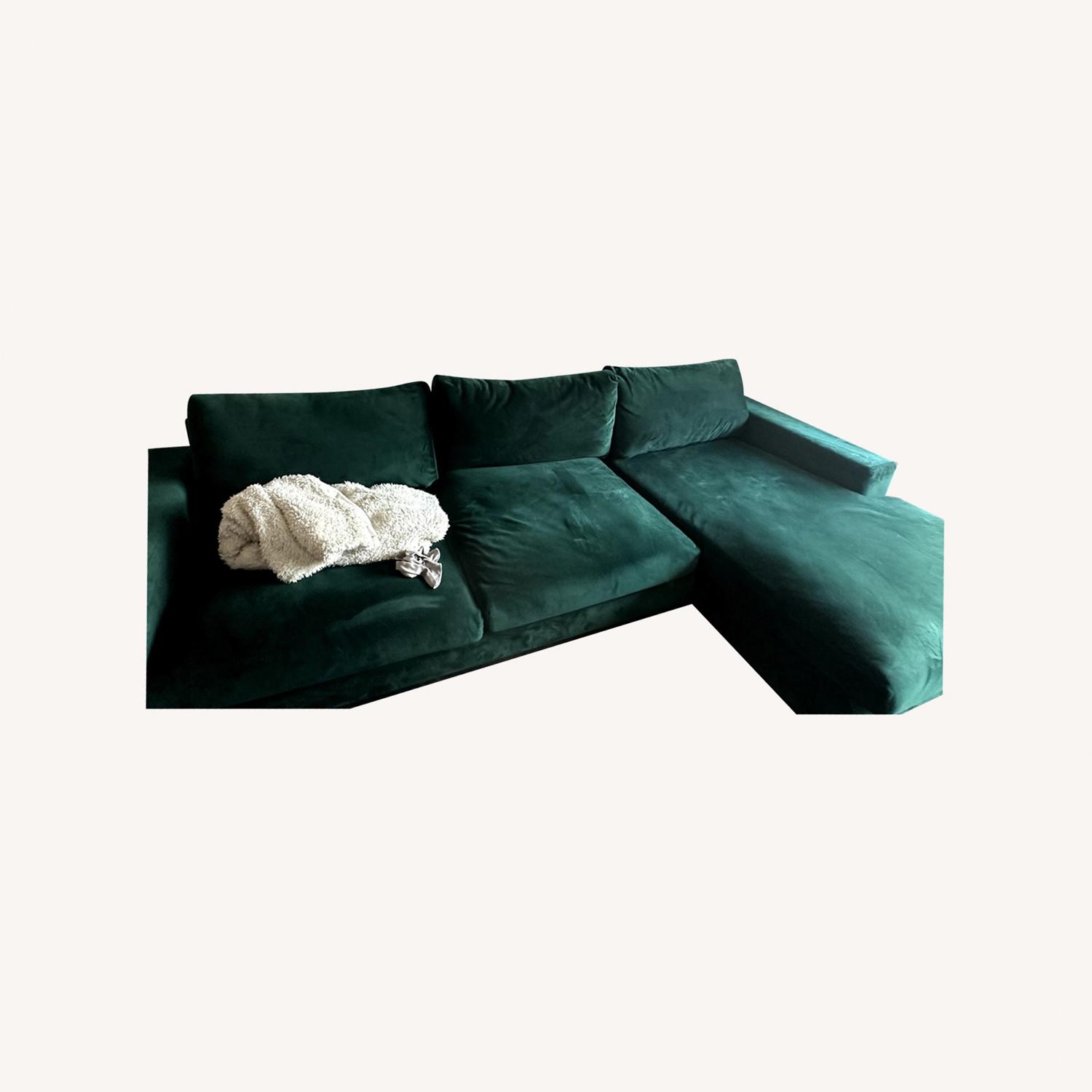Joybird Velvet Evergreen Sectional - image-0
