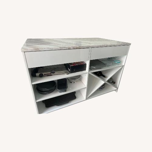 Used CB2 White Marble Kitchen Island for sale on AptDeco