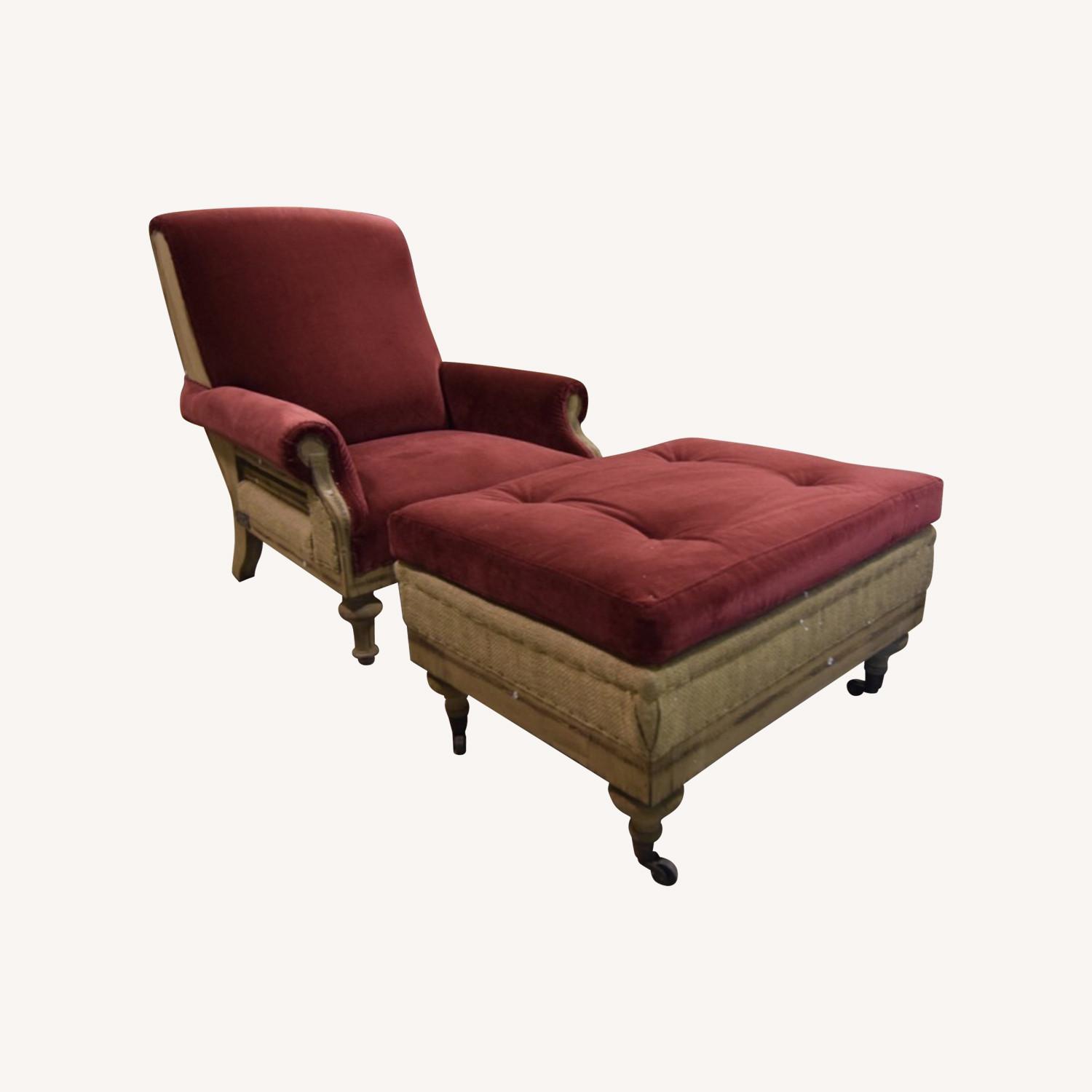 Restoration Hardware English Club Chair & Ottoman - image-0