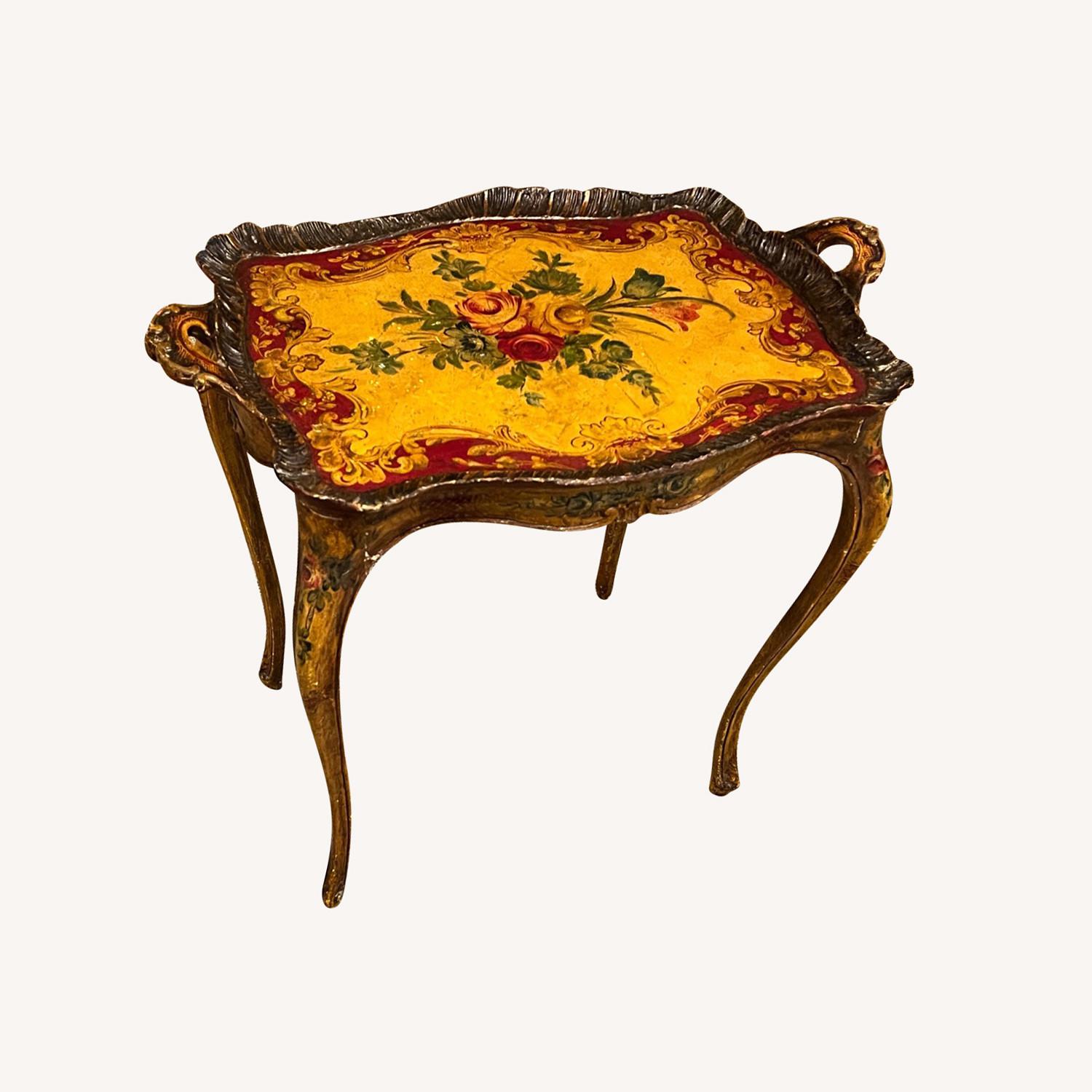 Antique Papier-mache Side or Petite Cocktail Table - image-0