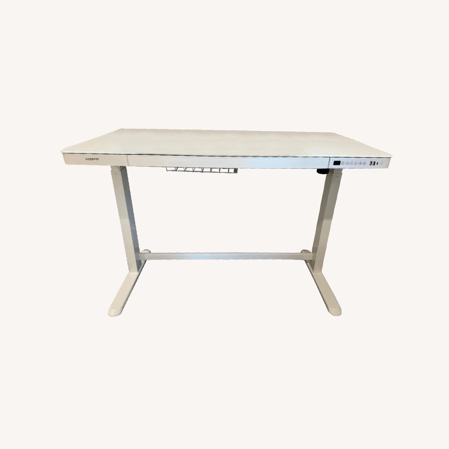 FLEXISPOT Electric Glass Top Standing Desk White - image-0