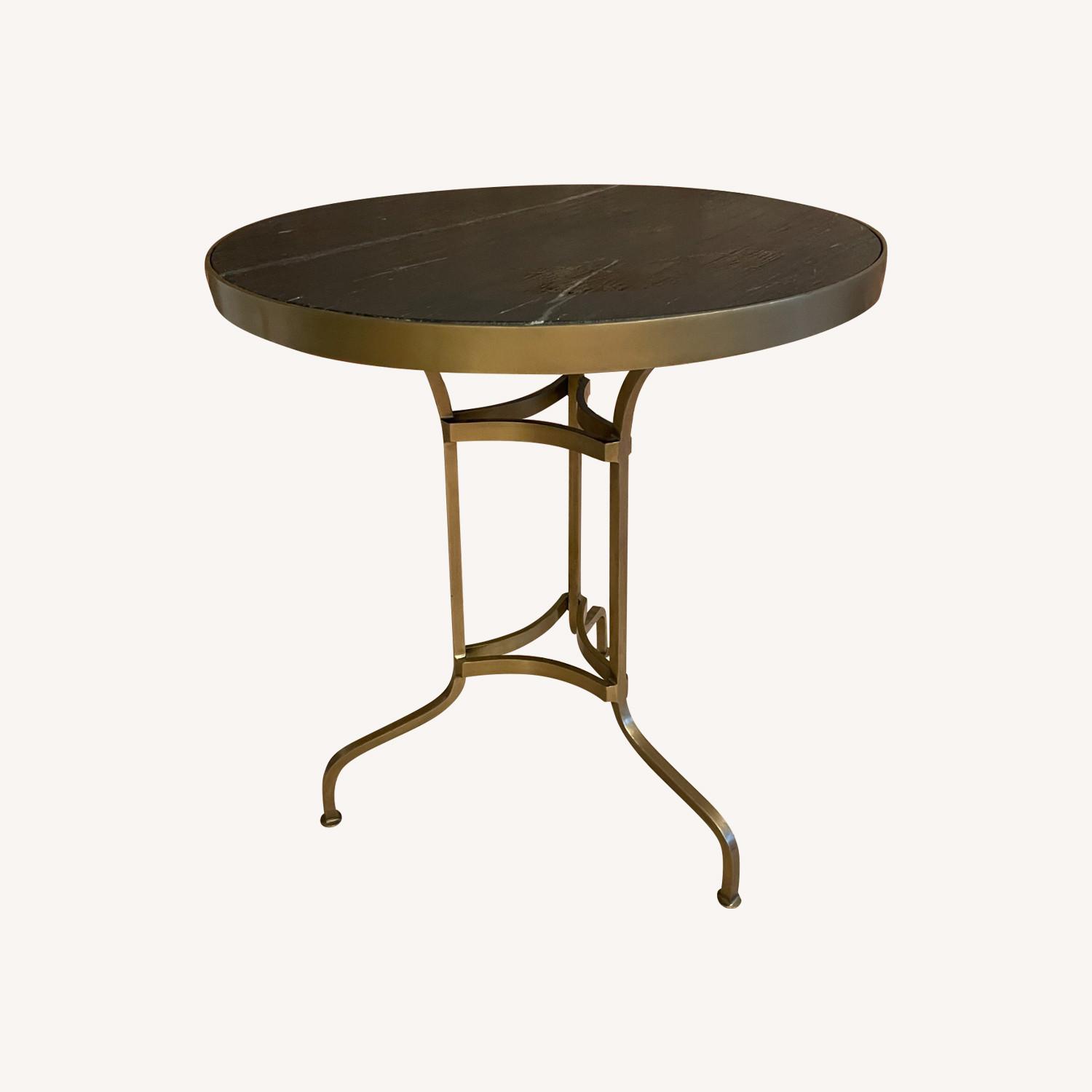 Brass and Black Stone Bistro Table - image-0