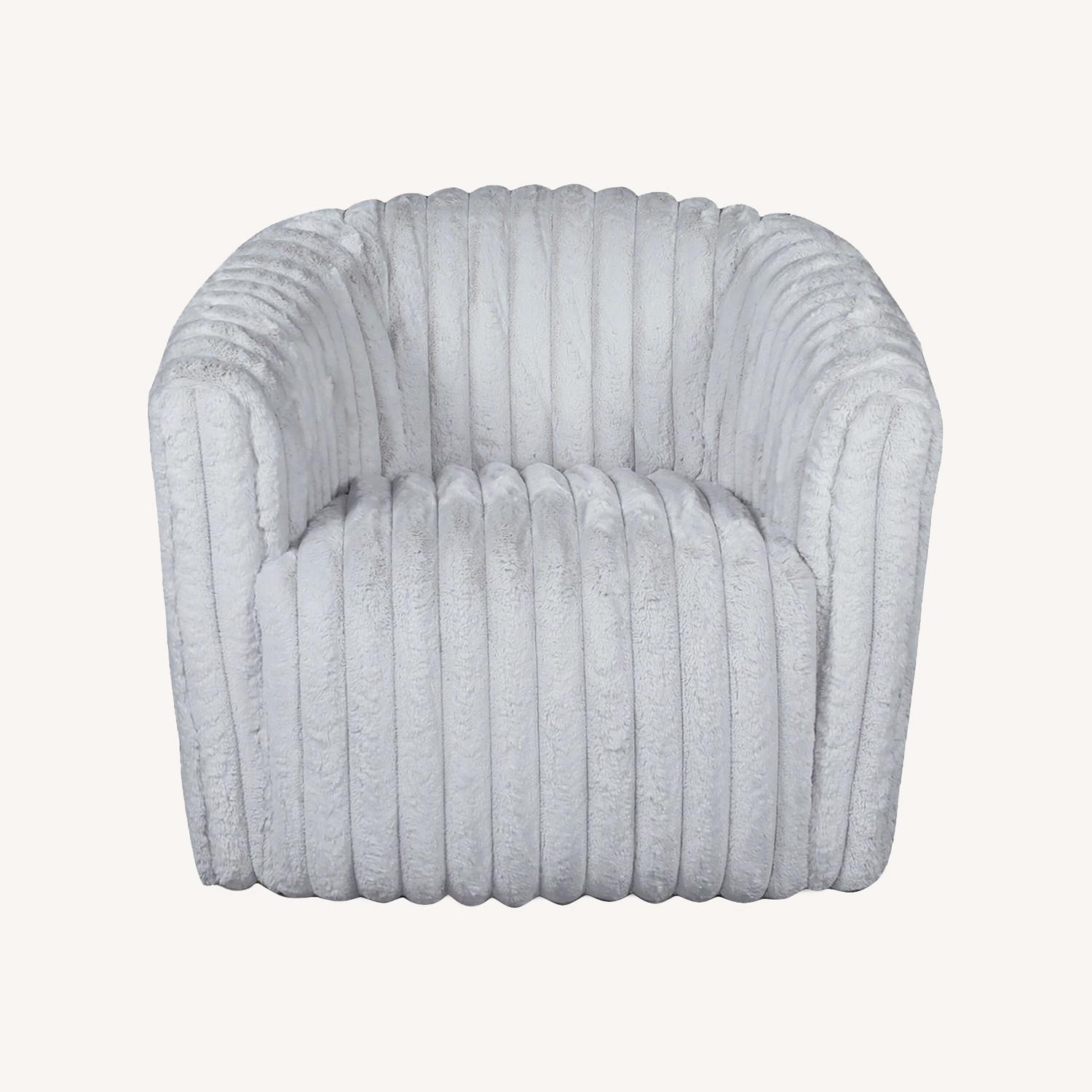 Mayfield Light Gray Soft Plush Fabric Swivel Chair - image-0