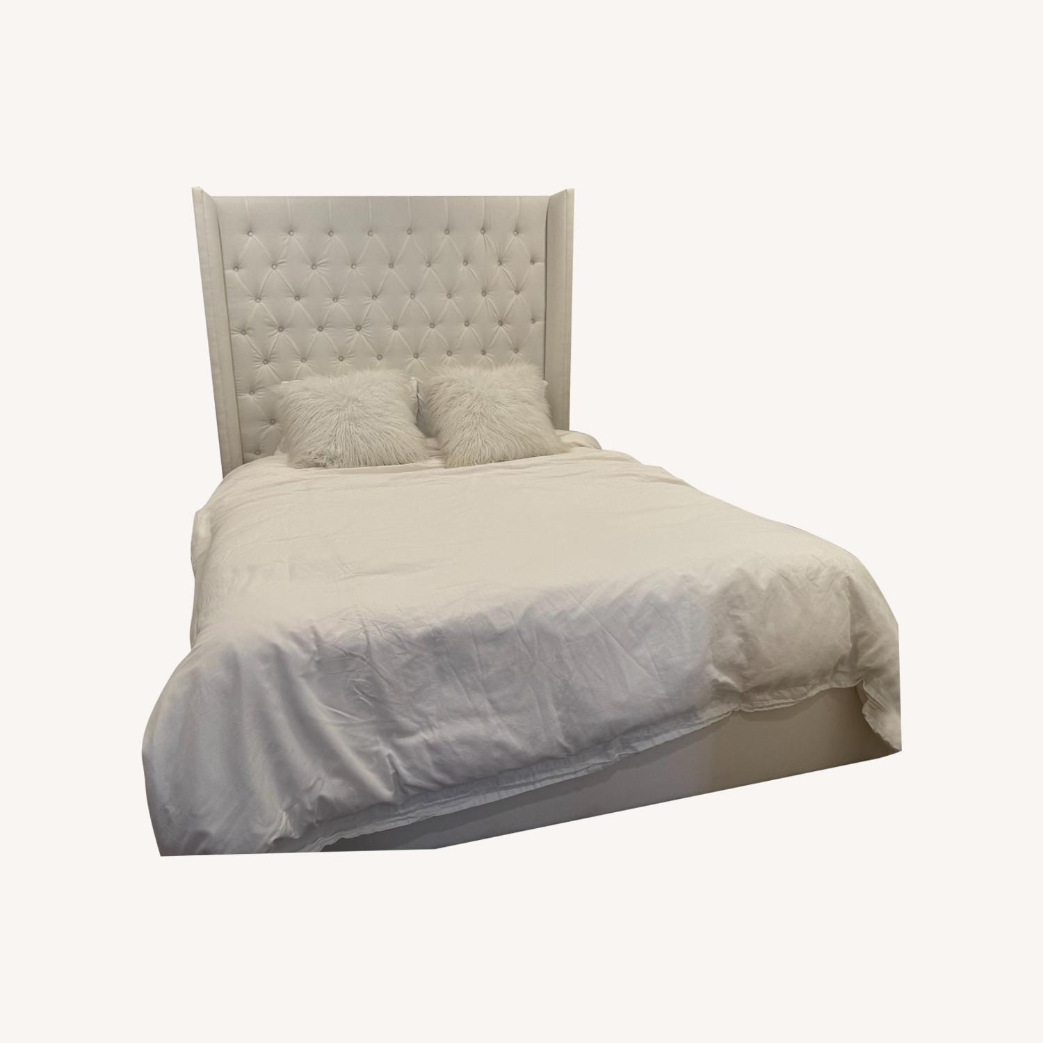 Restoration Hardware Queen Bed Frame White Linen - image-0