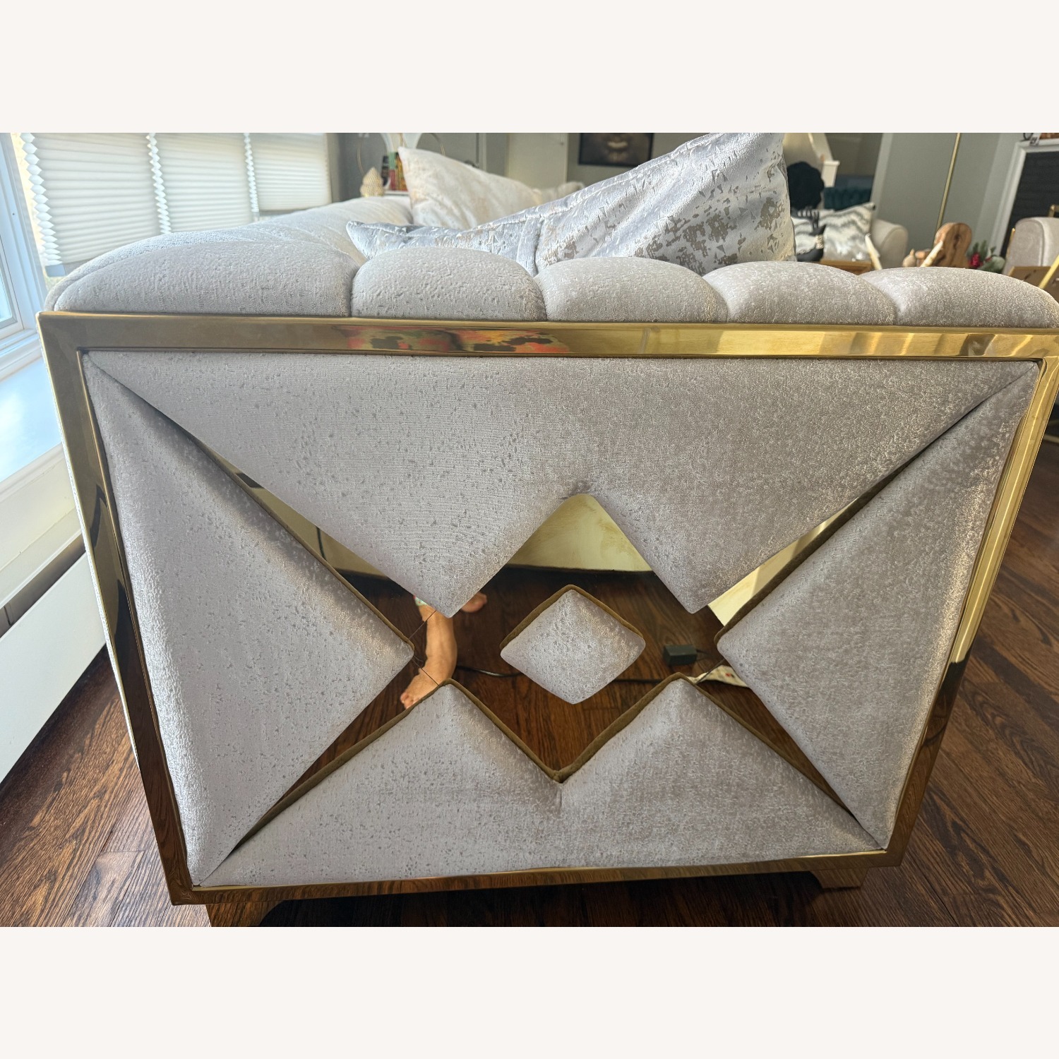 Velencia Modern 3 Seat Sofa Silver and Gold - image-2