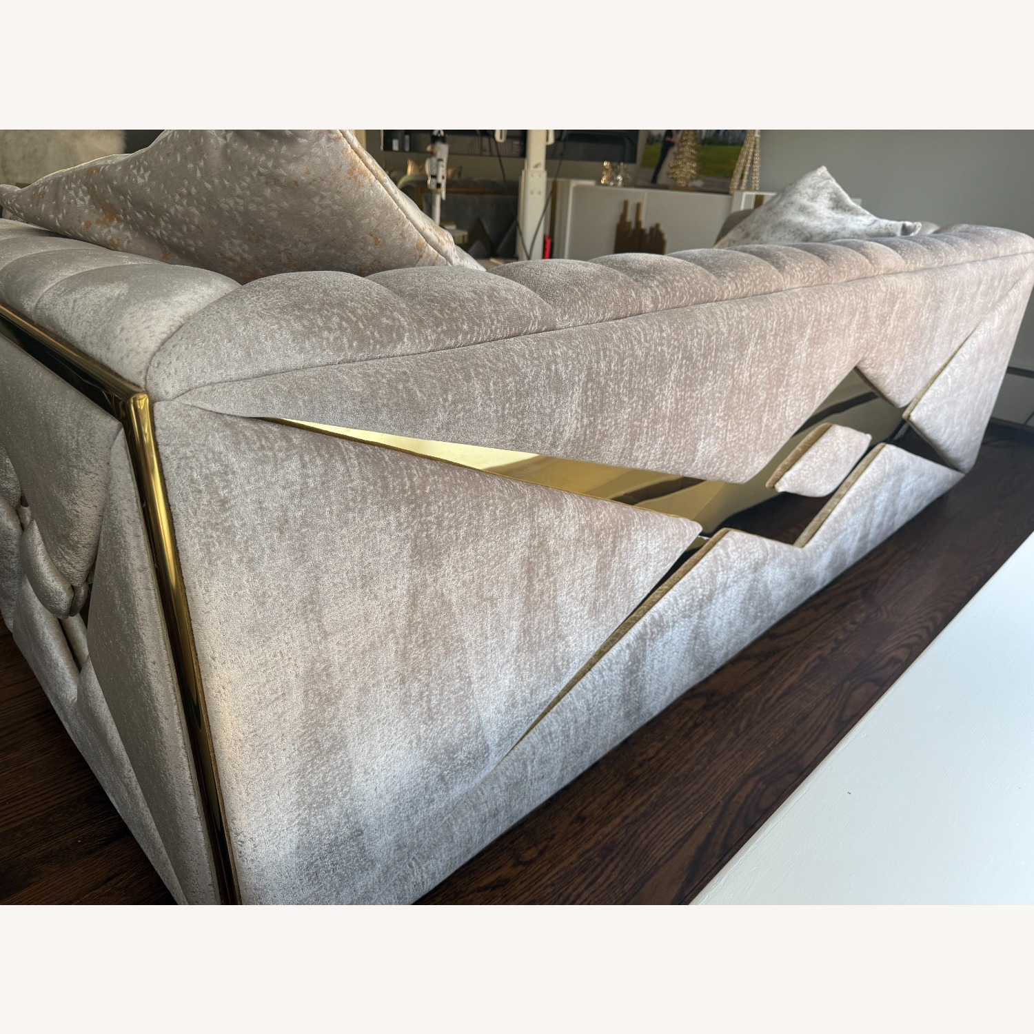 Velencia Modern 3 Seat Sofa Silver and Gold - image-1