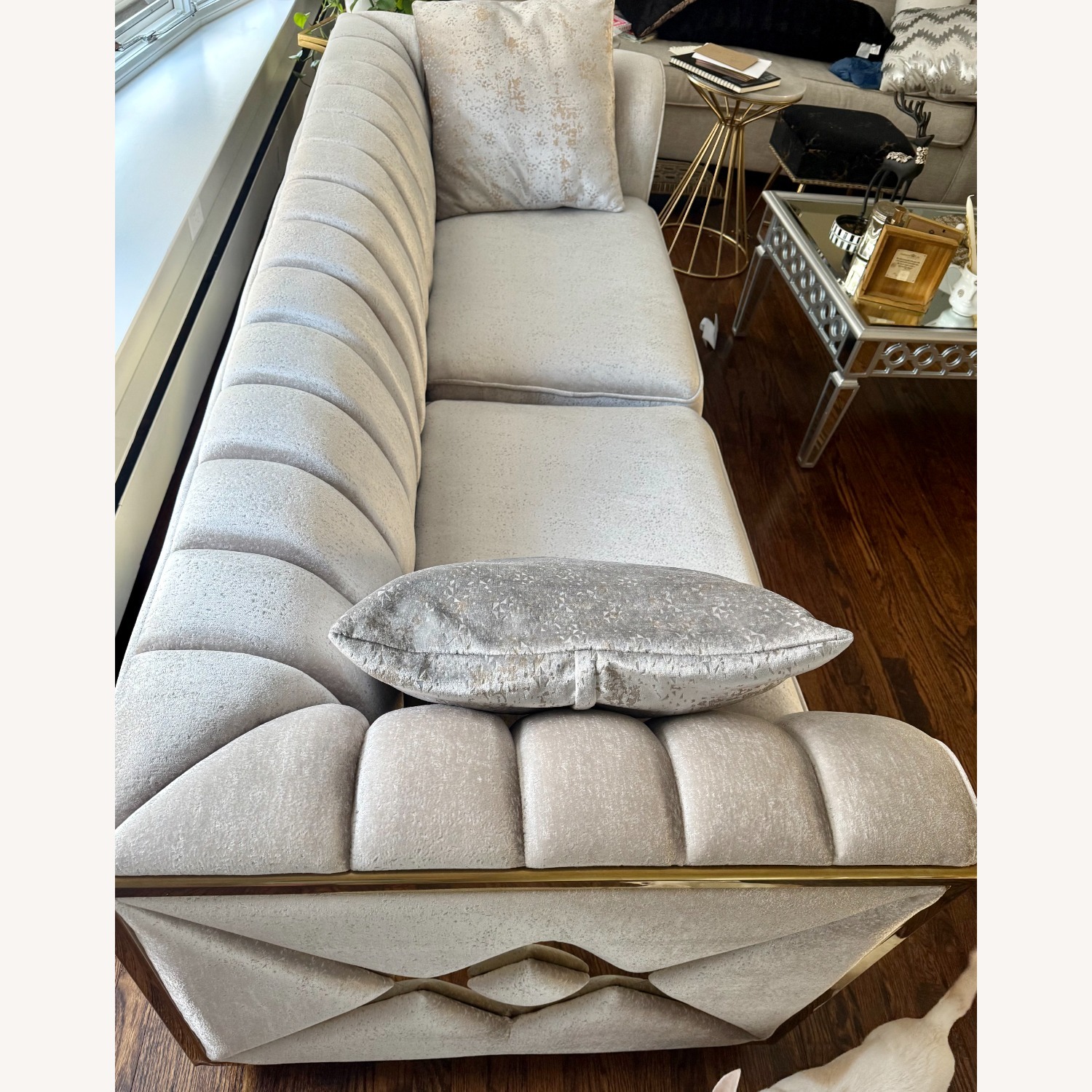 Velencia Modern 3 Seat Sofa Silver and Gold - image-3