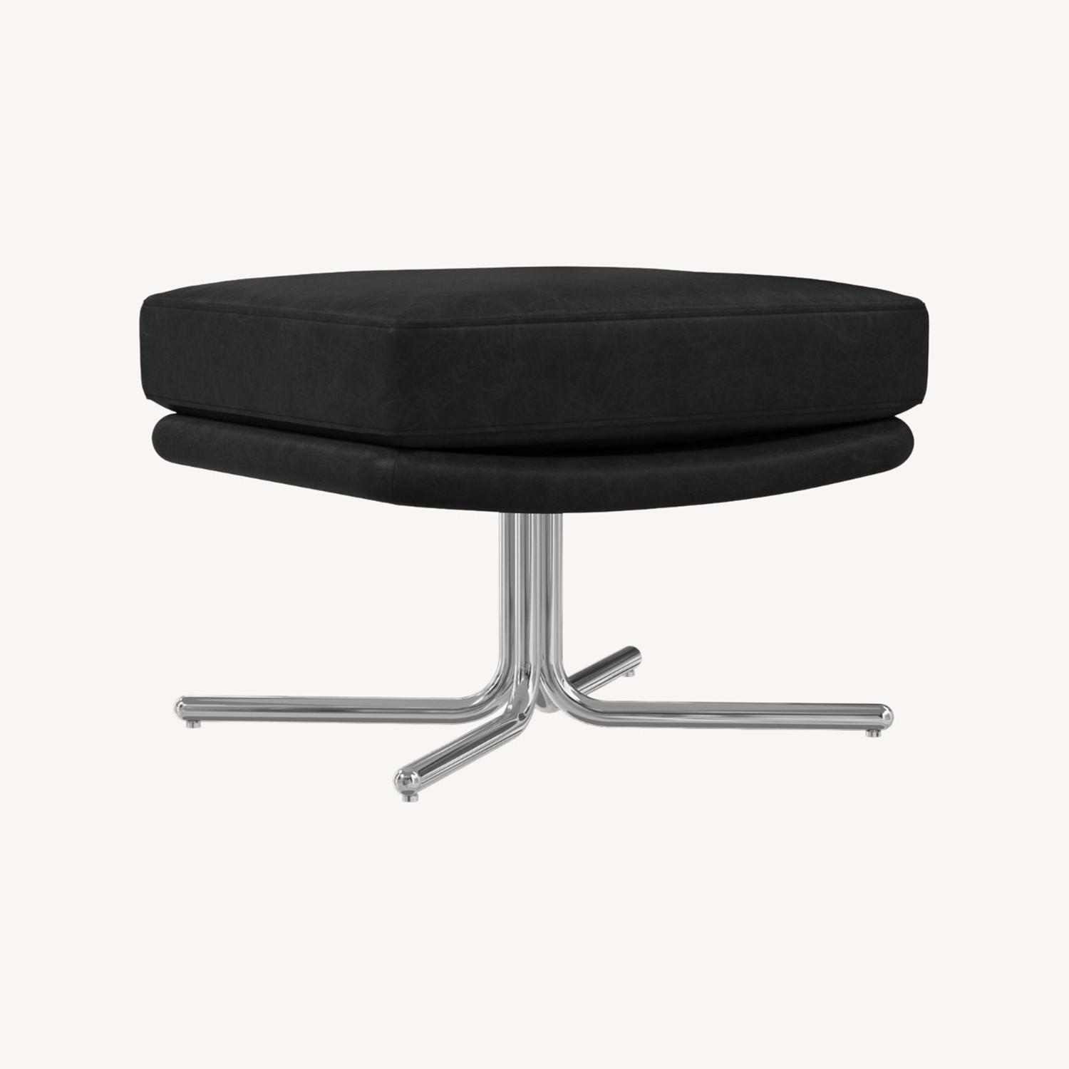 West Elm Kristoff Leather Swivel Ottoman - image-0