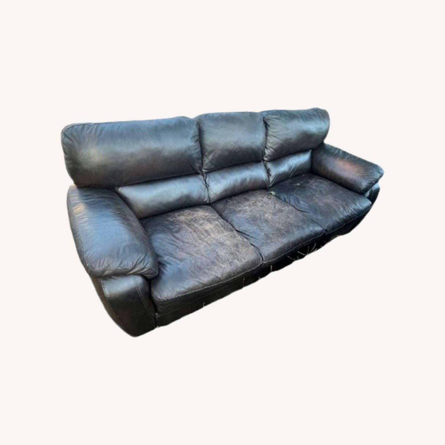 Used Black Leather Couch - AptDeco