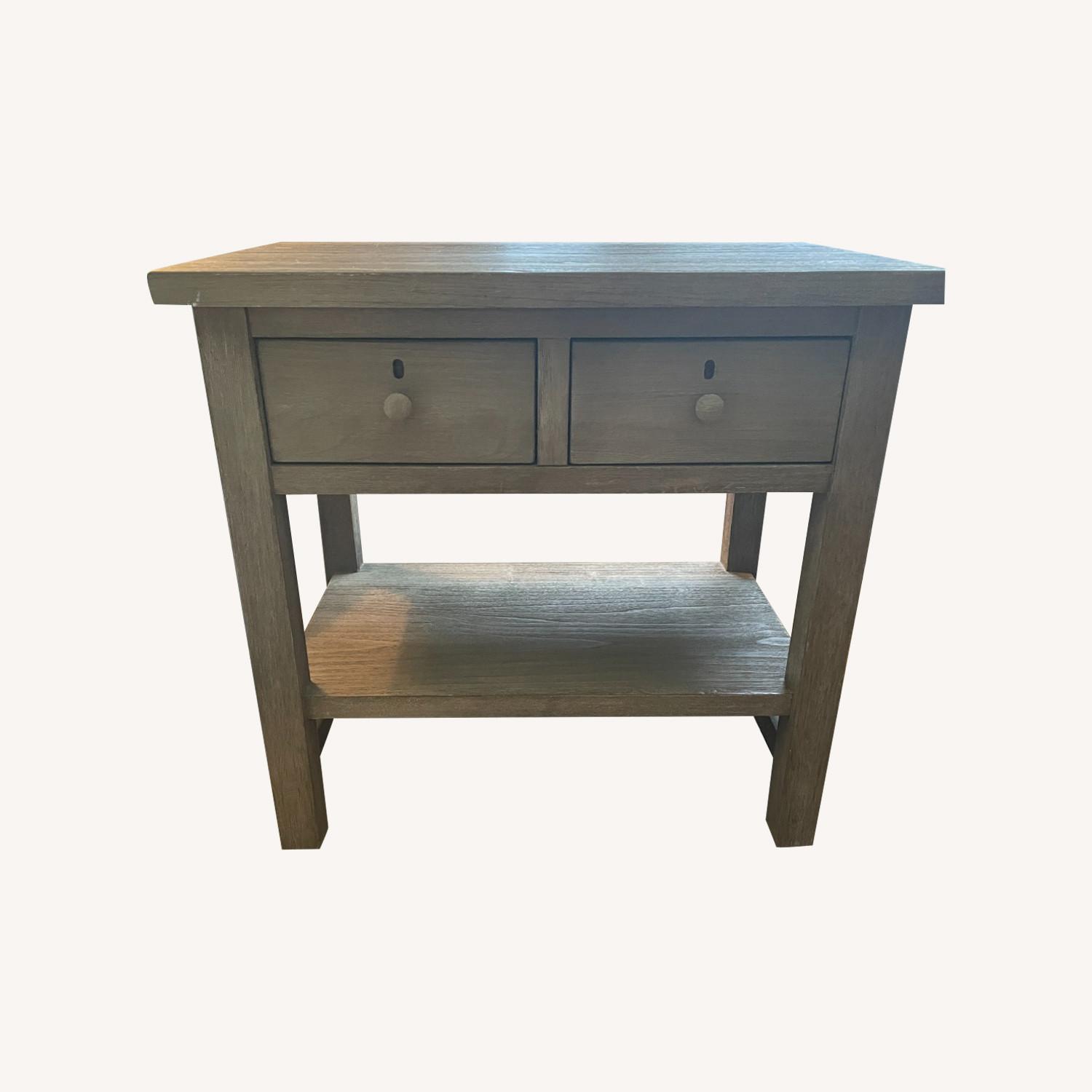 Pottery Barn Gray Wash Farmhouse 2-Drawer Nightstand - image-0
