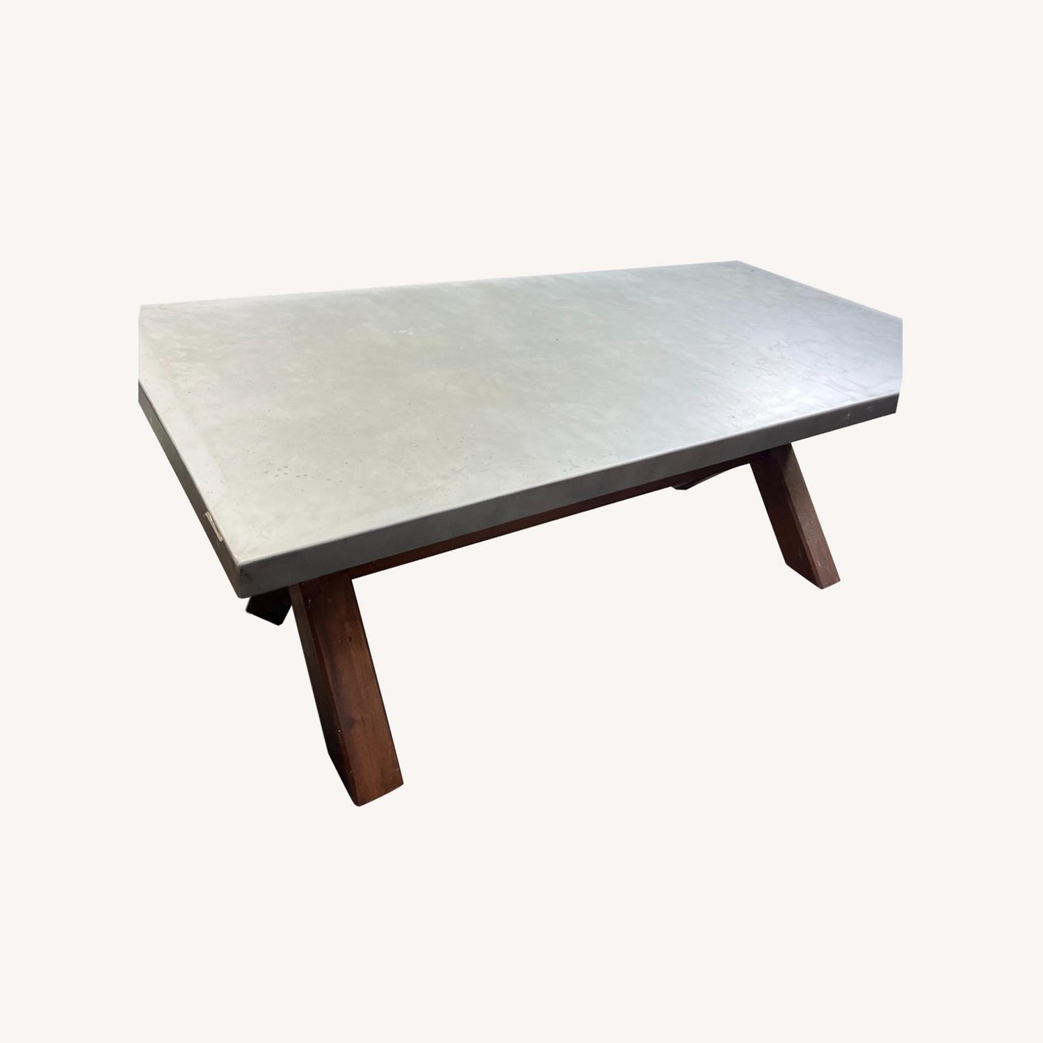 Pottery Barn Abbott Concrete & Acacia Outdoor Dining Table - AptDeco