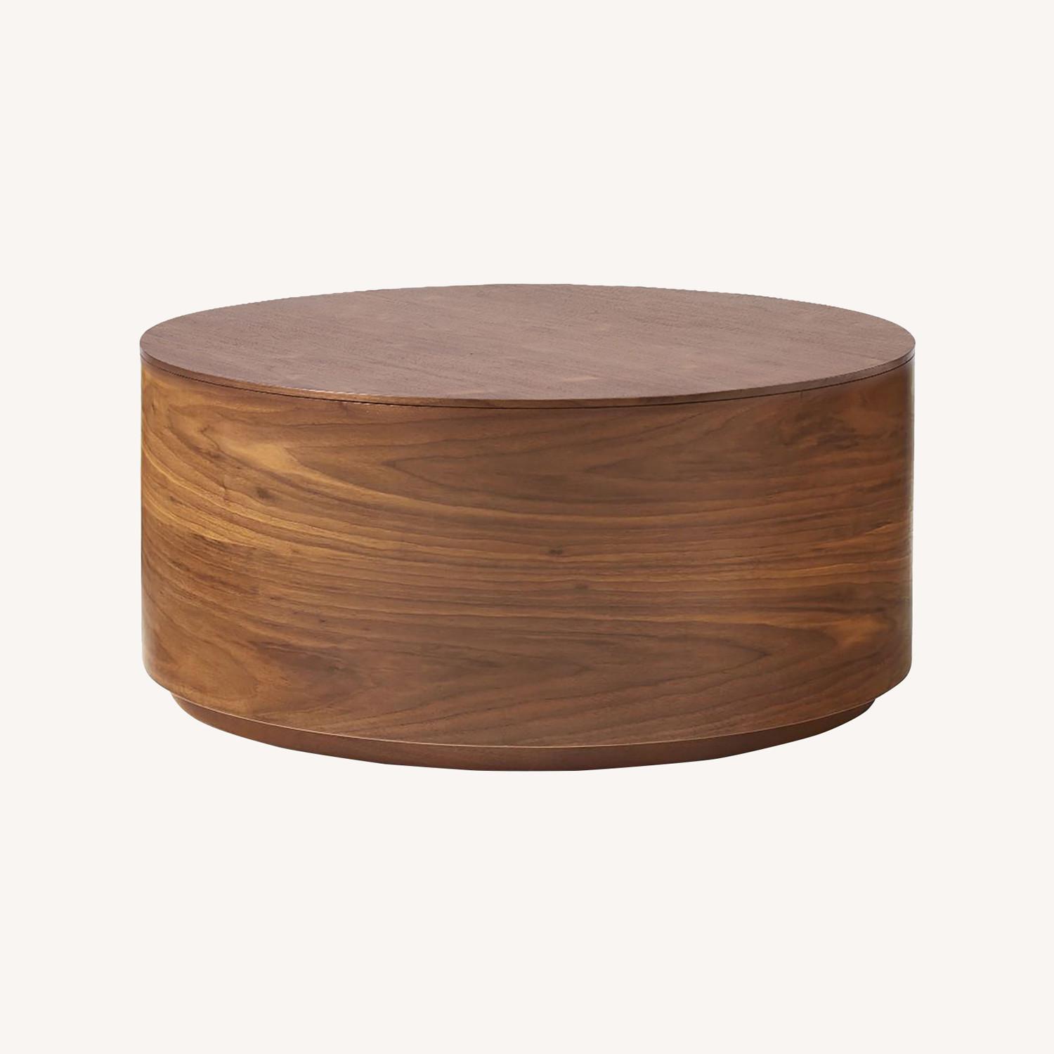 West Elm Volume Round Drum Coffee Table - Wood - AptDeco