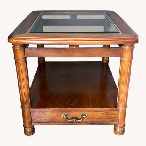 Used Huffman Koos End Table with Glass Top 2 Available for sale on AptDeco